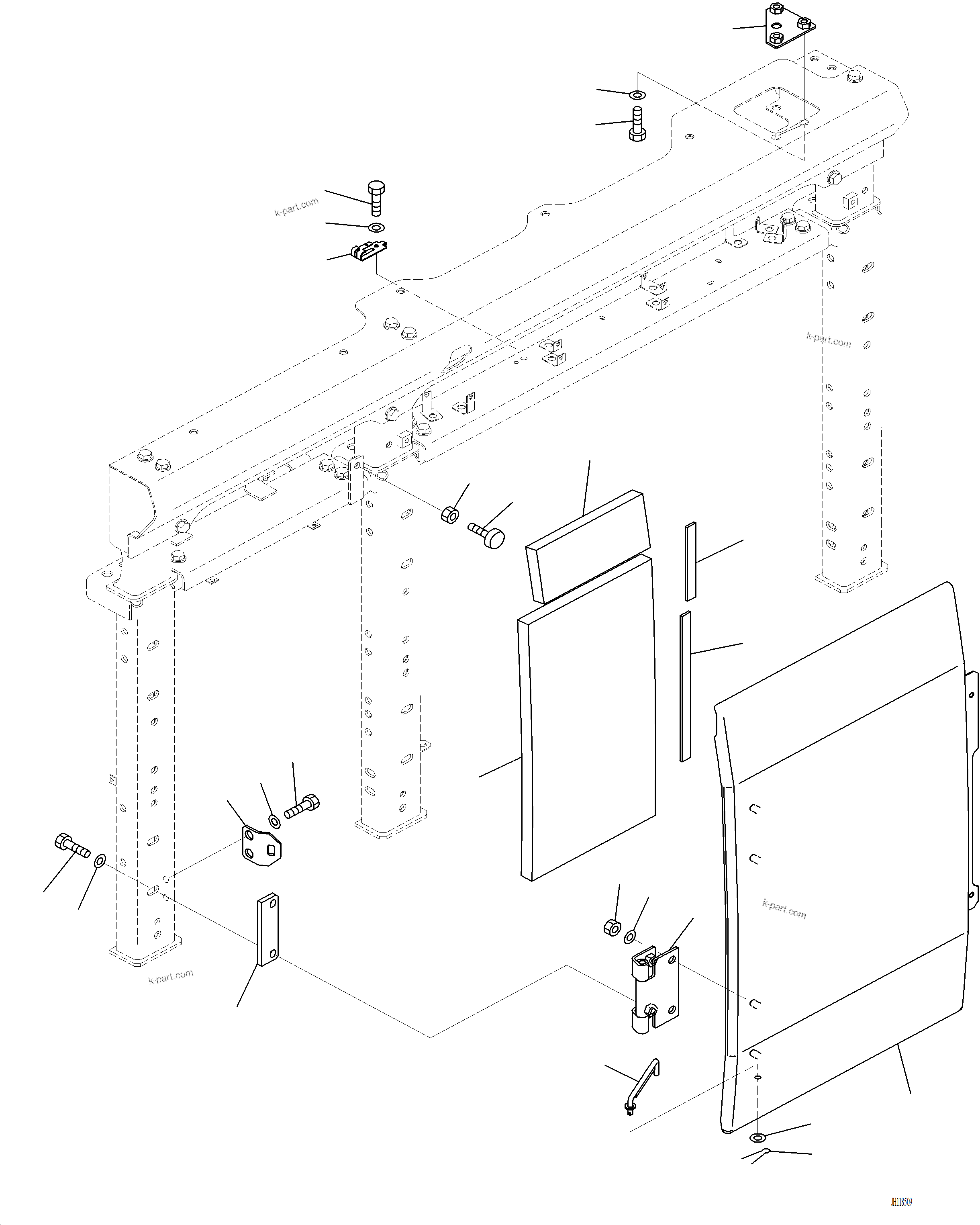Komatsu parts book diagram for PC220LCi-12 S/N A15001: M1130-002003 SIDE COVER L.H. COVER