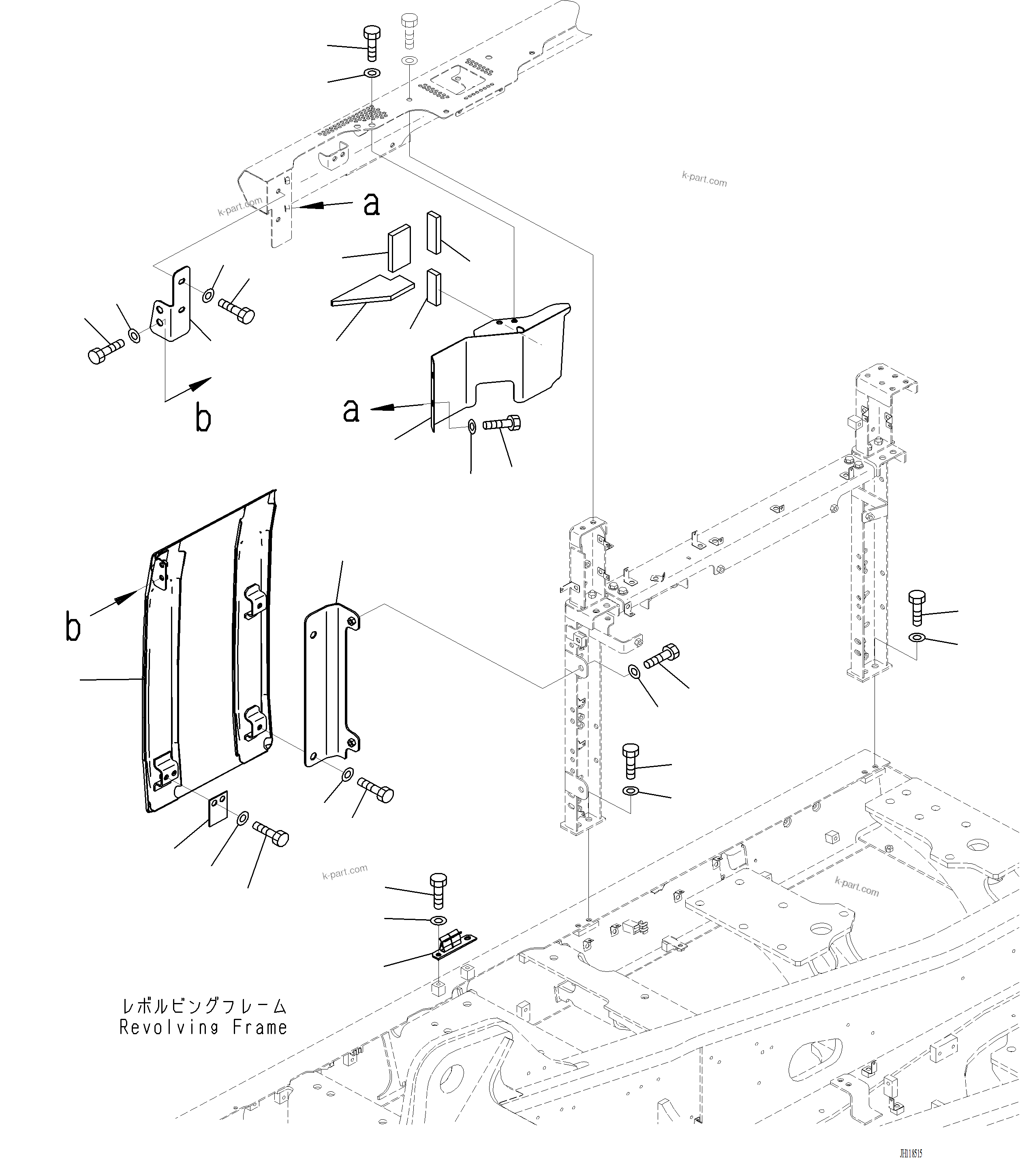 Komatsu parts book diagram for PC220LCi-12 S/N A15001: M1140-001003 SIDE COVER R.H. COVER