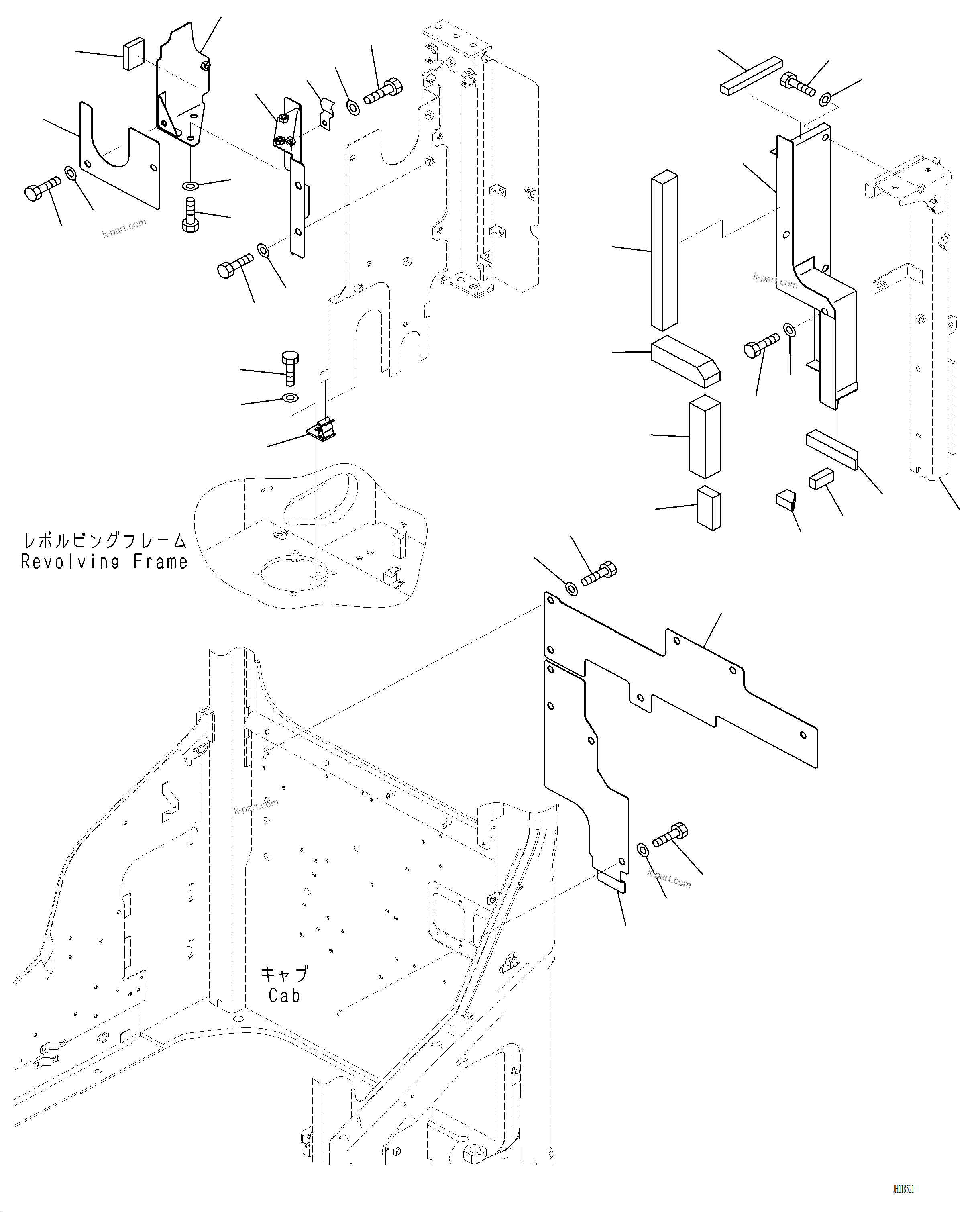 Komatsu parts book diagram for PC220LCi-12 S/N A15001: M1150-001003 PARTITION AIR CLEANER SIDE (2/2)