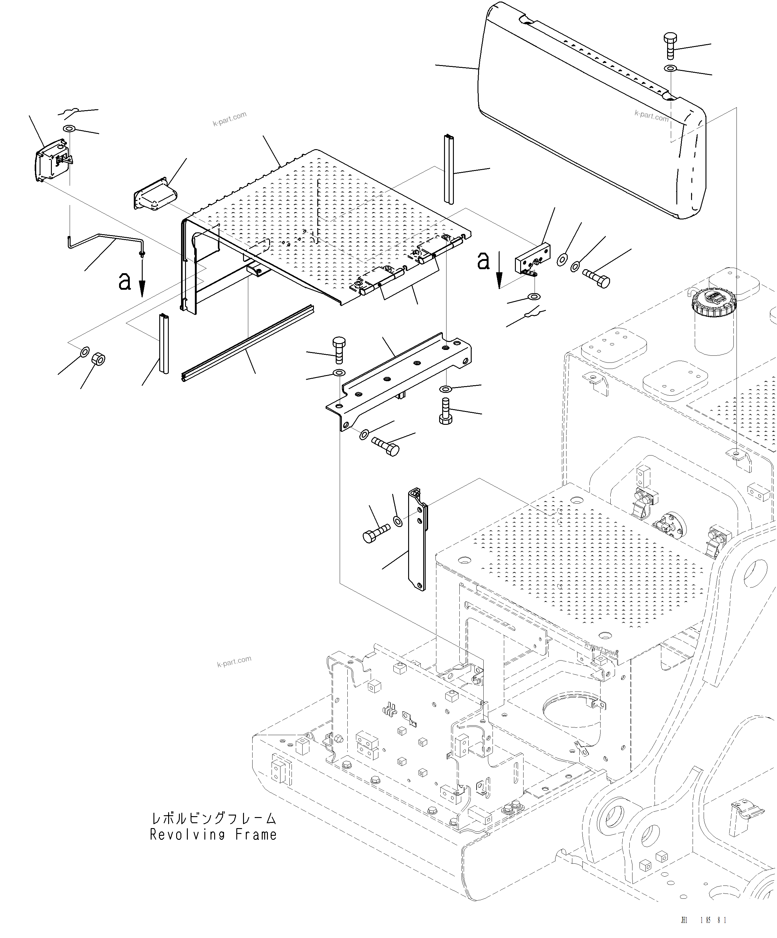 Komatsu parts book diagram for PC220LCi-12 S/N A15001: M1220-001001 RIGHT SIDE CASE FRAME AND COVER