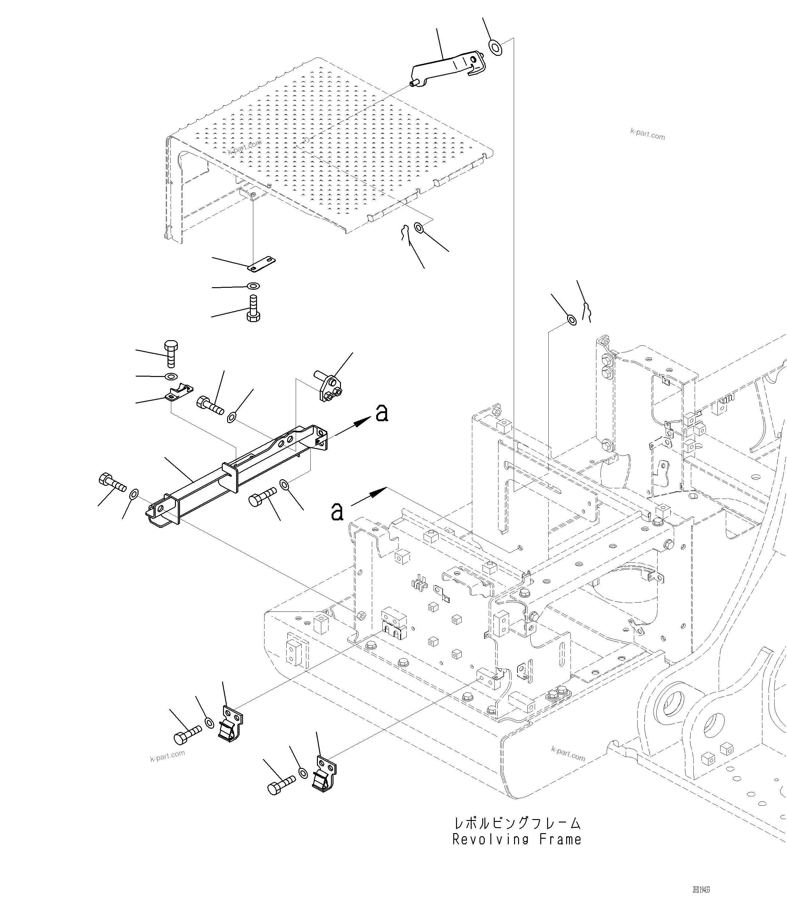 Komatsu parts book diagram for PC220LCi-12 S/N A15001: M1220-001003 RIGHT SIDE CASE FRAME