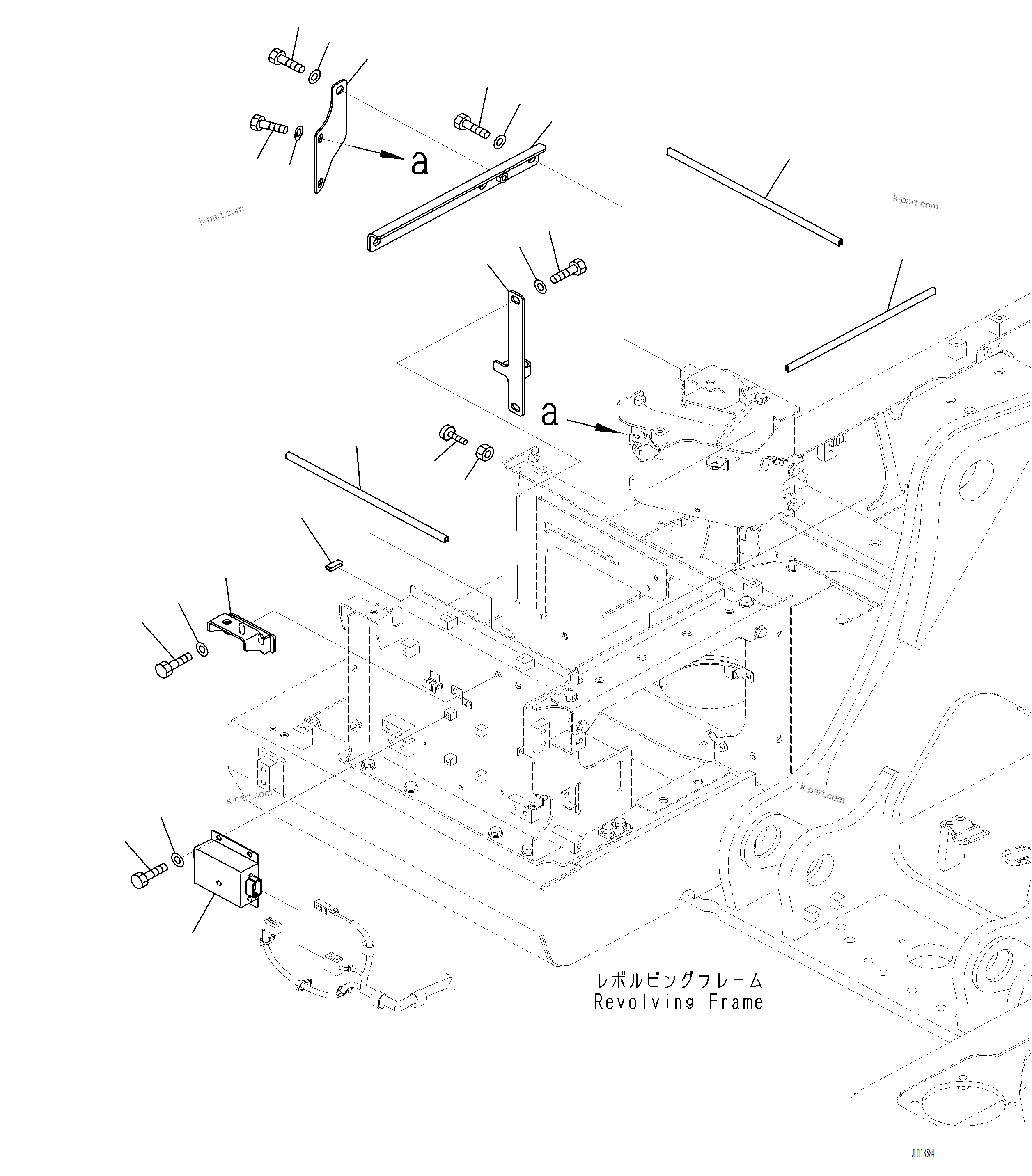 Komatsu parts book diagram for PC220LCi-12 S/N A15001: M1220-001004 RIGHT SIDE CASE FRAME AND BRACKET (2/2)