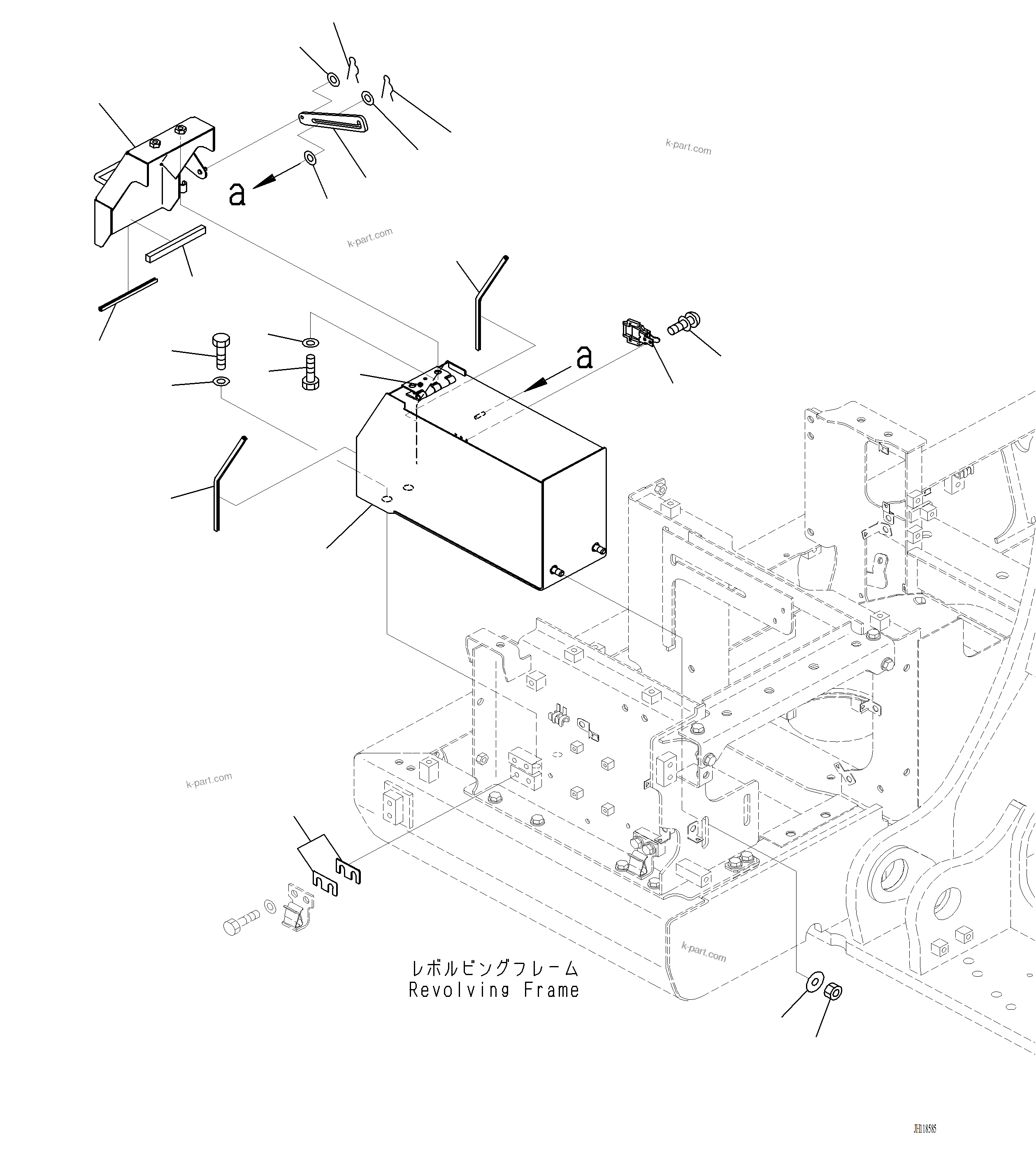Komatsu parts book diagram for PC220LCi-12 S/N A15001: M1220-001005 RIGHT SIDE CASE TOOL BOX