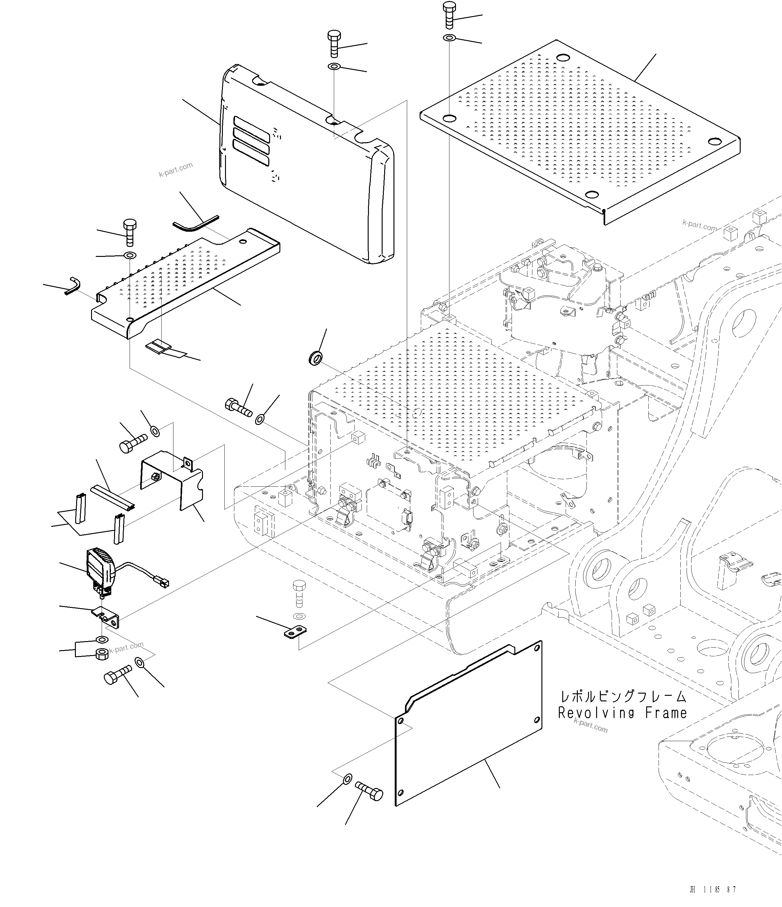 Komatsu parts book diagram for PC220LCi-12 S/N A15001: M1220-001006 RIGHT SIDE CASE BRACKET AND COVER