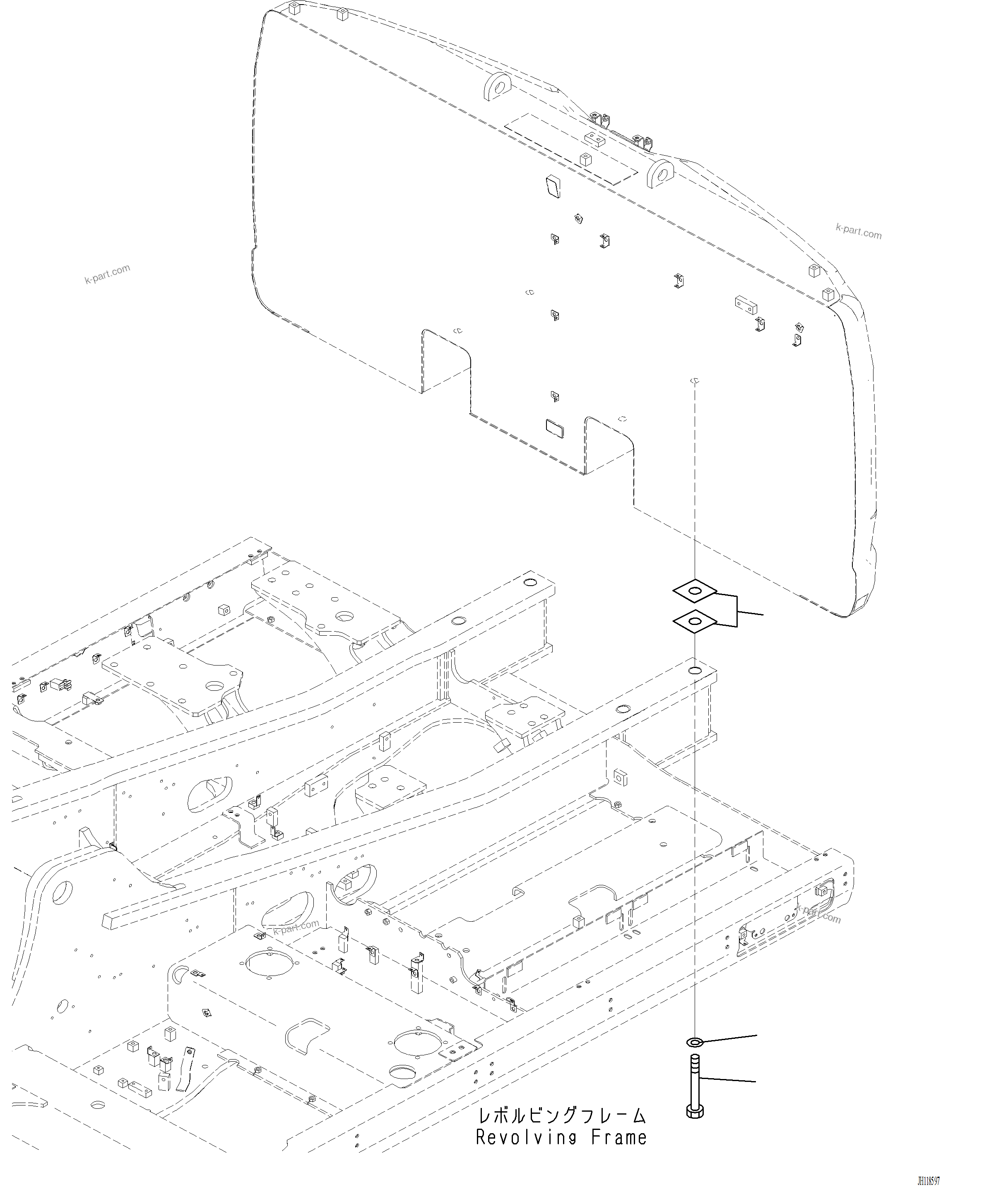 Komatsu parts book diagram for PC220LCi-12 S/N A15001: M1520-001001 COUNTERWEIGHT MOUNTING