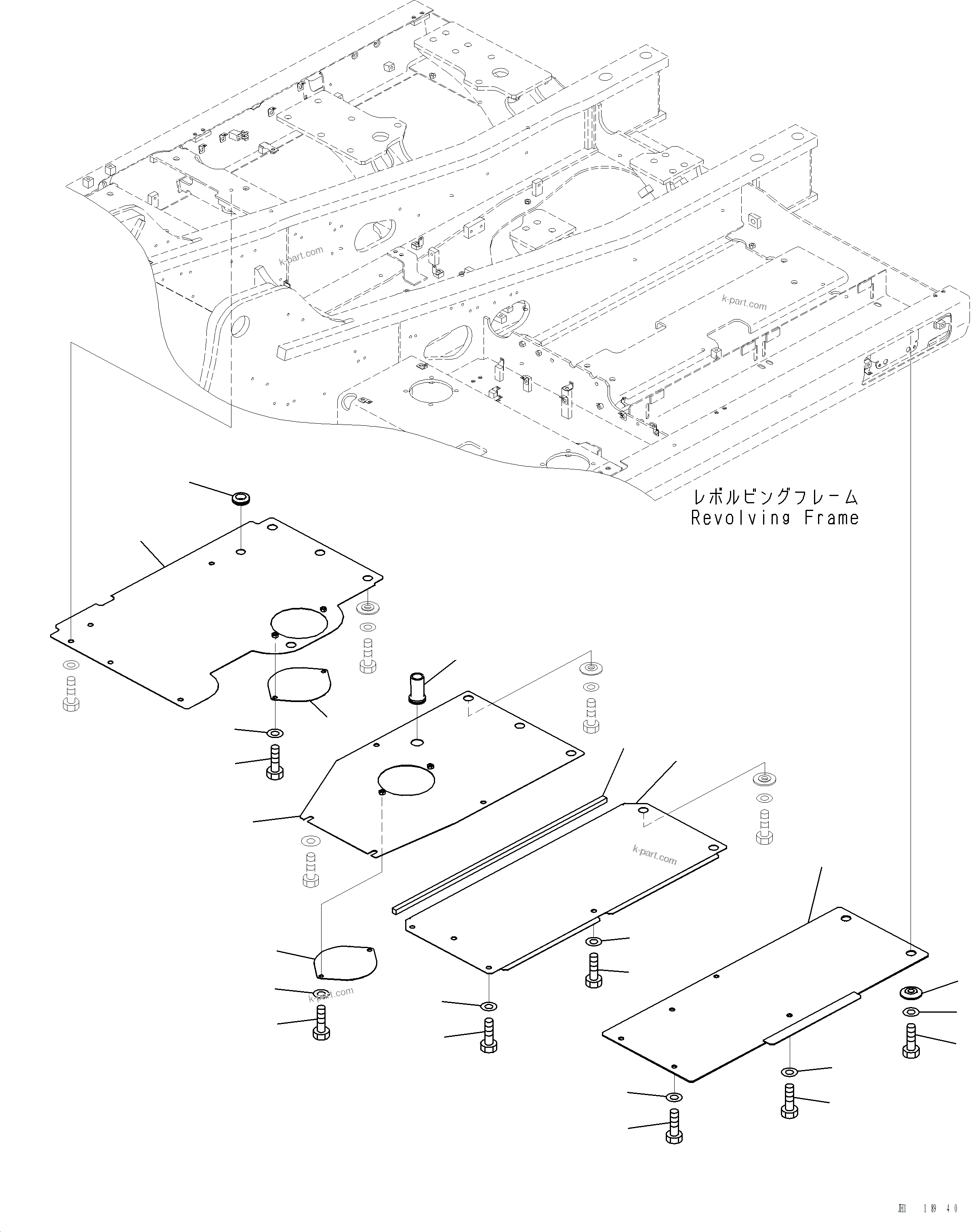 Komatsu parts book diagram for PC220LCi-12 S/N A15001: M1810-001002 UNDER COVER (STANDARD) COVER (2/3)