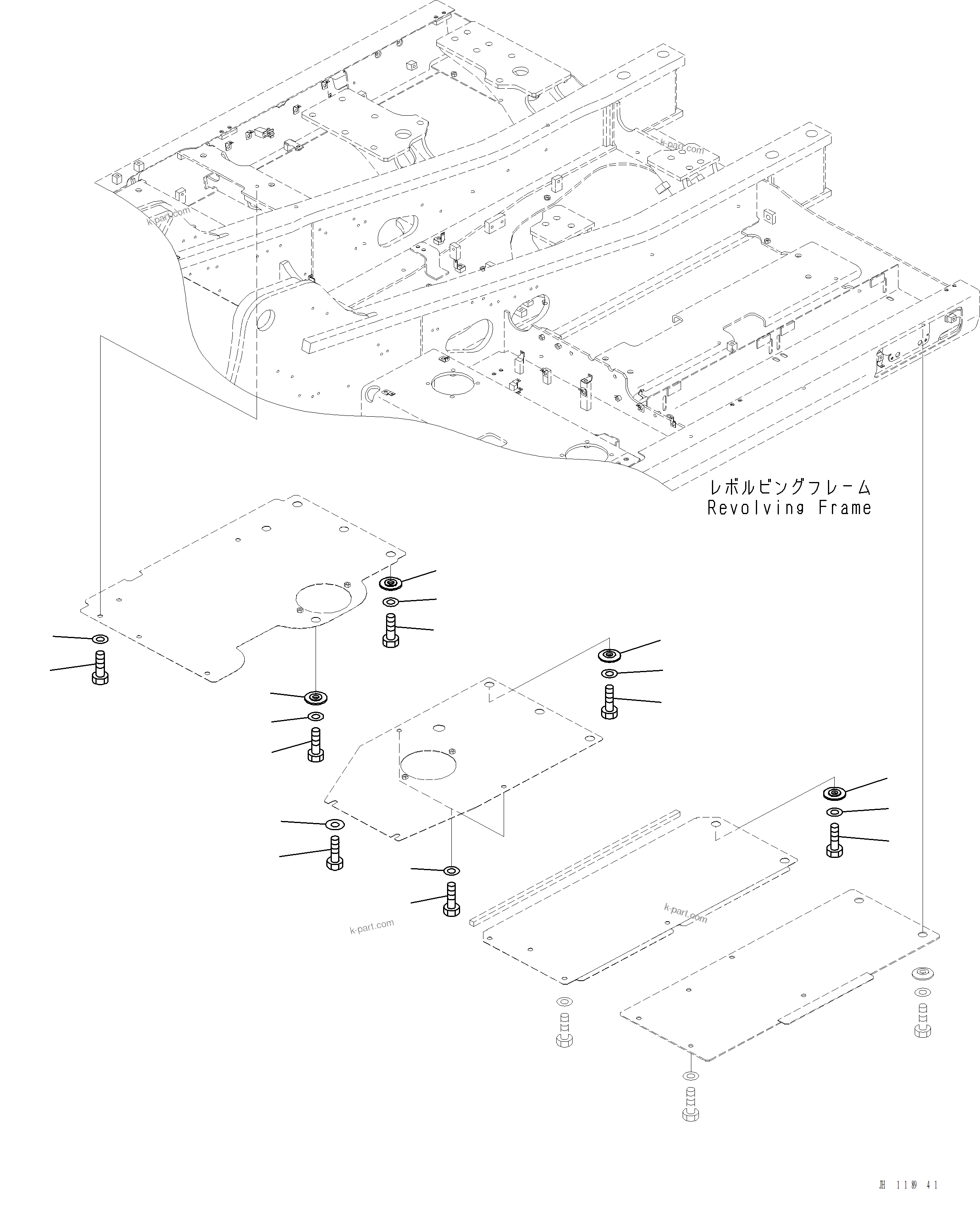 Komatsu parts book diagram for PC220LCi-12 S/N A15001: M1810-002003 UNDER COVER (HEAVY DUTY) COVER MOUNTING