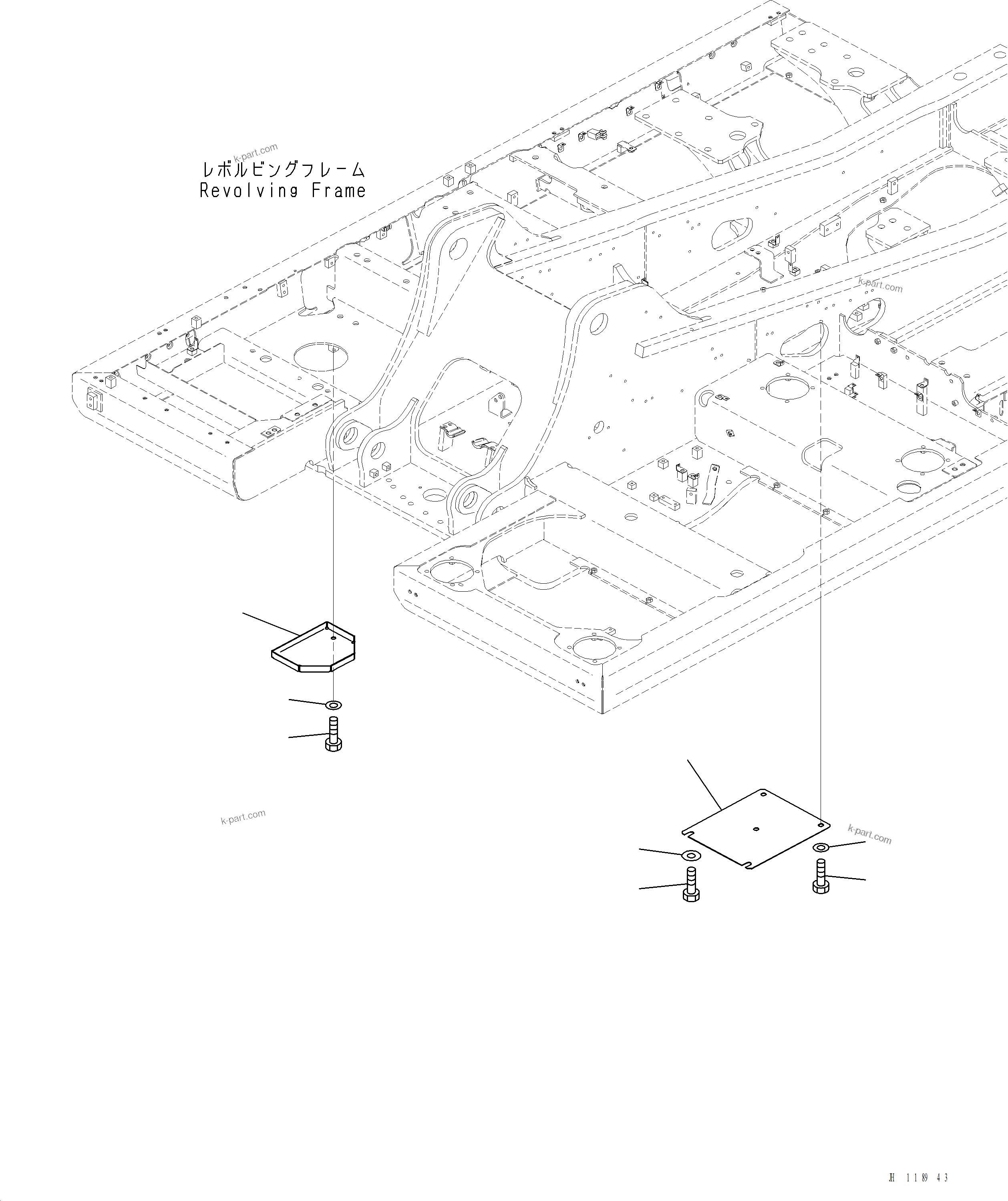 Komatsu parts book diagram for PC220LCi-12 S/N A15001: M1810-002004 UNDER COVER (HEAVY DUTY) COVER (3/3)
