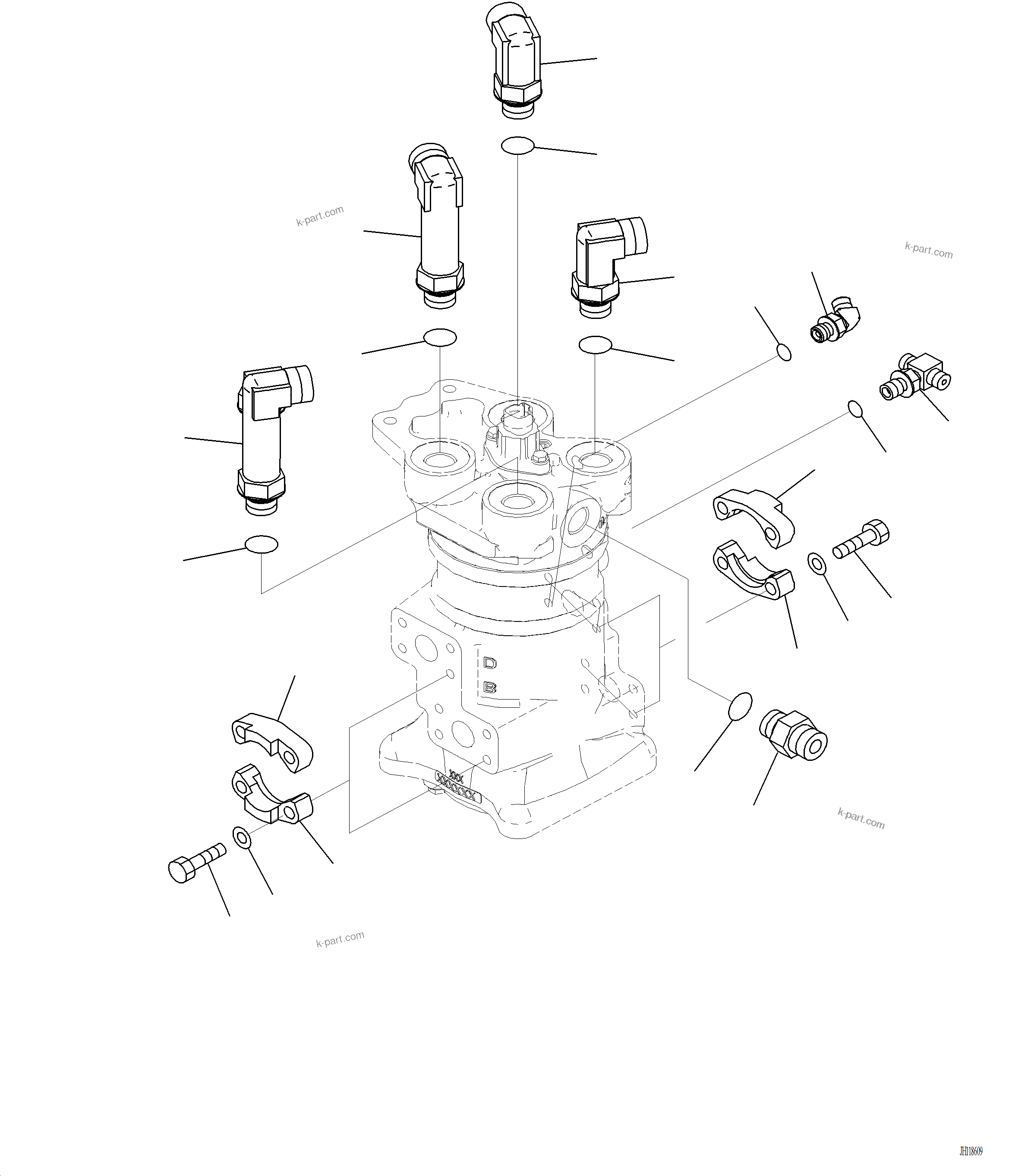 Komatsu parts book diagram for PC220LCi-12 S/N A15001: N1310-001002 SWIVEL JOINT CONNECTING PARTS