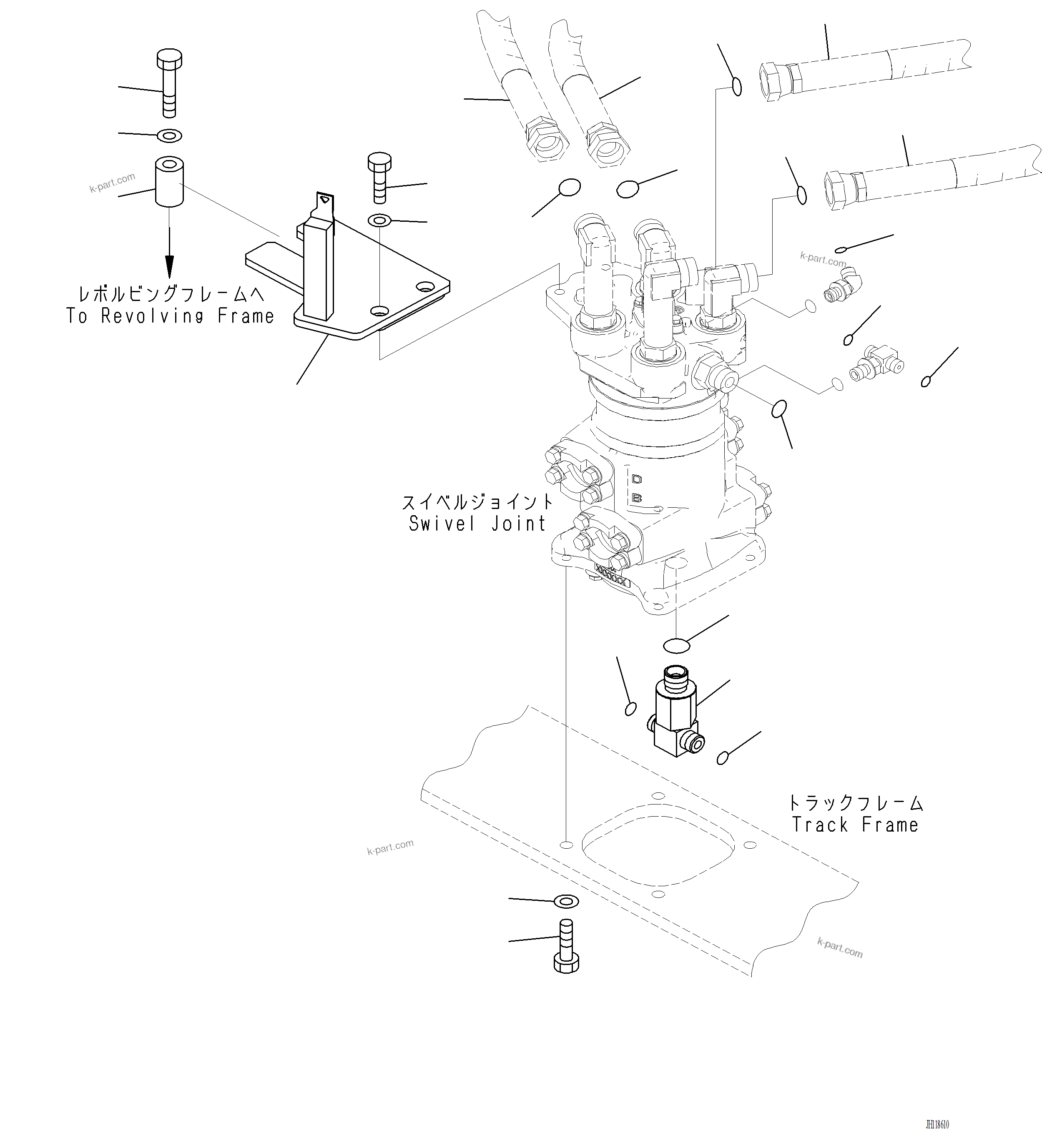 Komatsu parts book diagram for PC220LCi-12 S/N A15001: N1310-001003 SWIVEL JOINT RELATED PARTS
