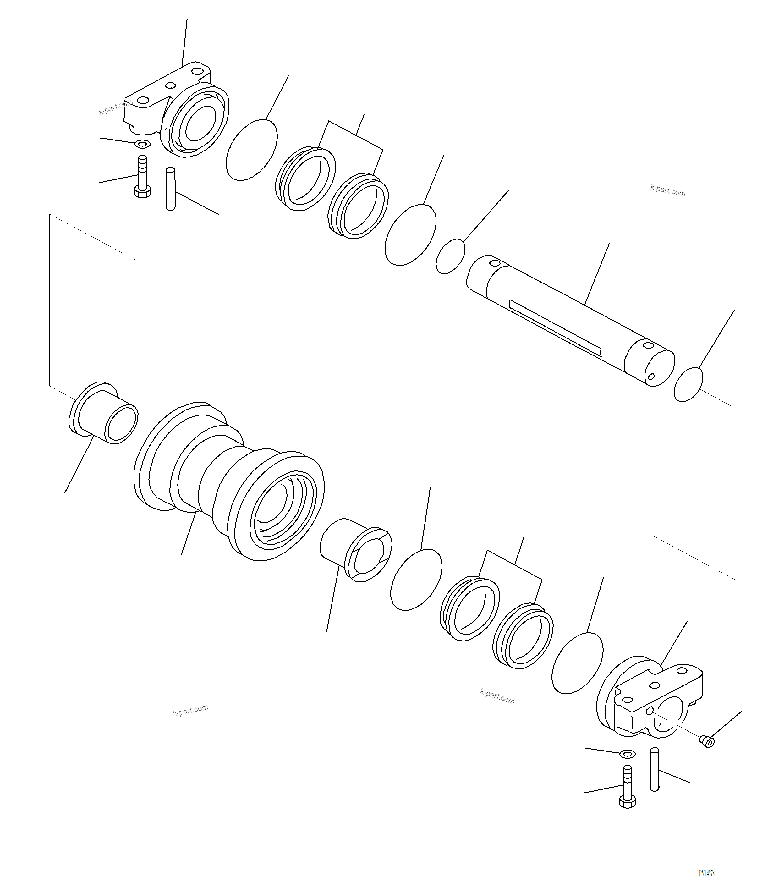 Komatsu parts book diagram for PC220LCi-12 S/N A15001: R0200-001001 TRACK ROLLER