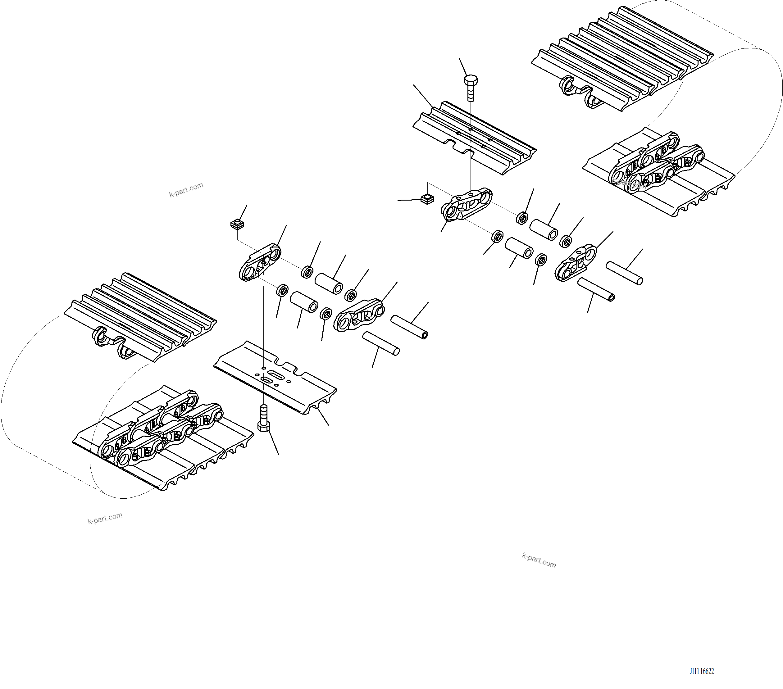 Komatsu parts book diagram for PC220LCi-12 S/N A15001: R0500-001001 TRACK SHOE ASSEMBLY (OBLONG HOLED TRIPLE GROUSER SHOE, 700MM WIDTH, GREASE SEALED TYPE, 98 SET)