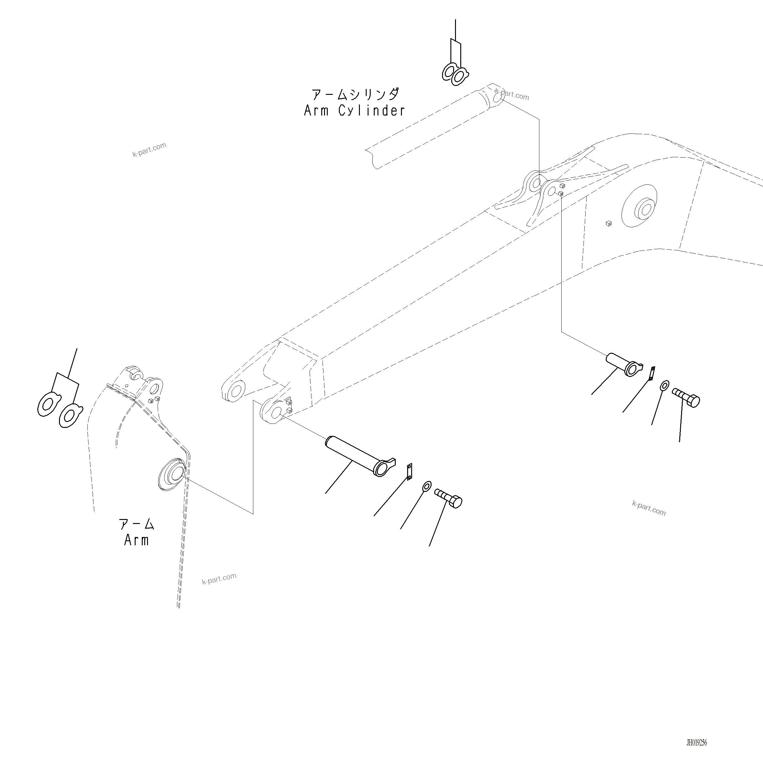 Komatsu parts book diagram for PC220LCi-12 S/N A15001: T1110-002002 BOOM TOP PIN AND BOTTOM PIN