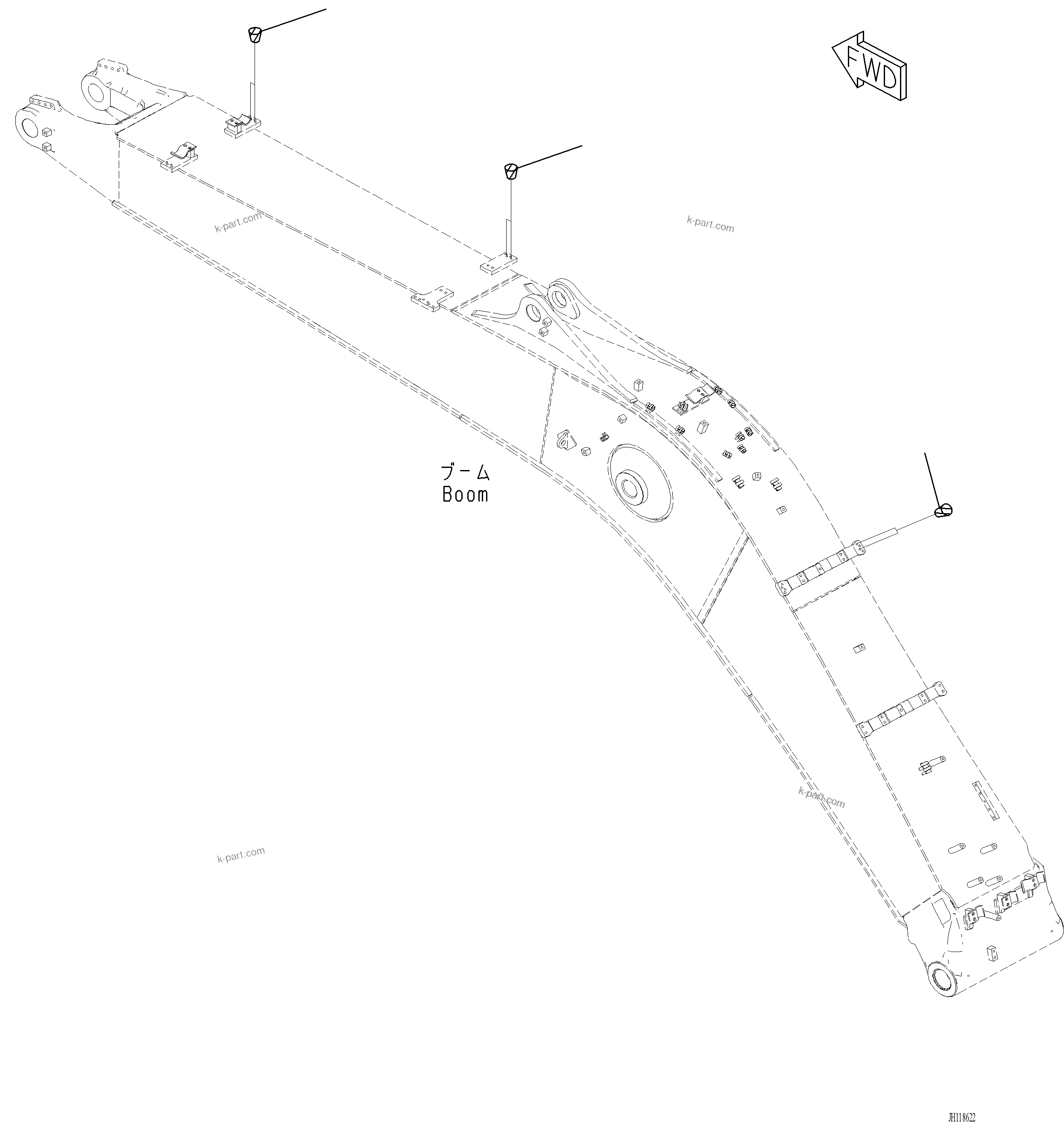 Komatsu parts book diagram for PC220LCi-12 S/N A15001: T1110-003007 BOOM PLUG (2/2)