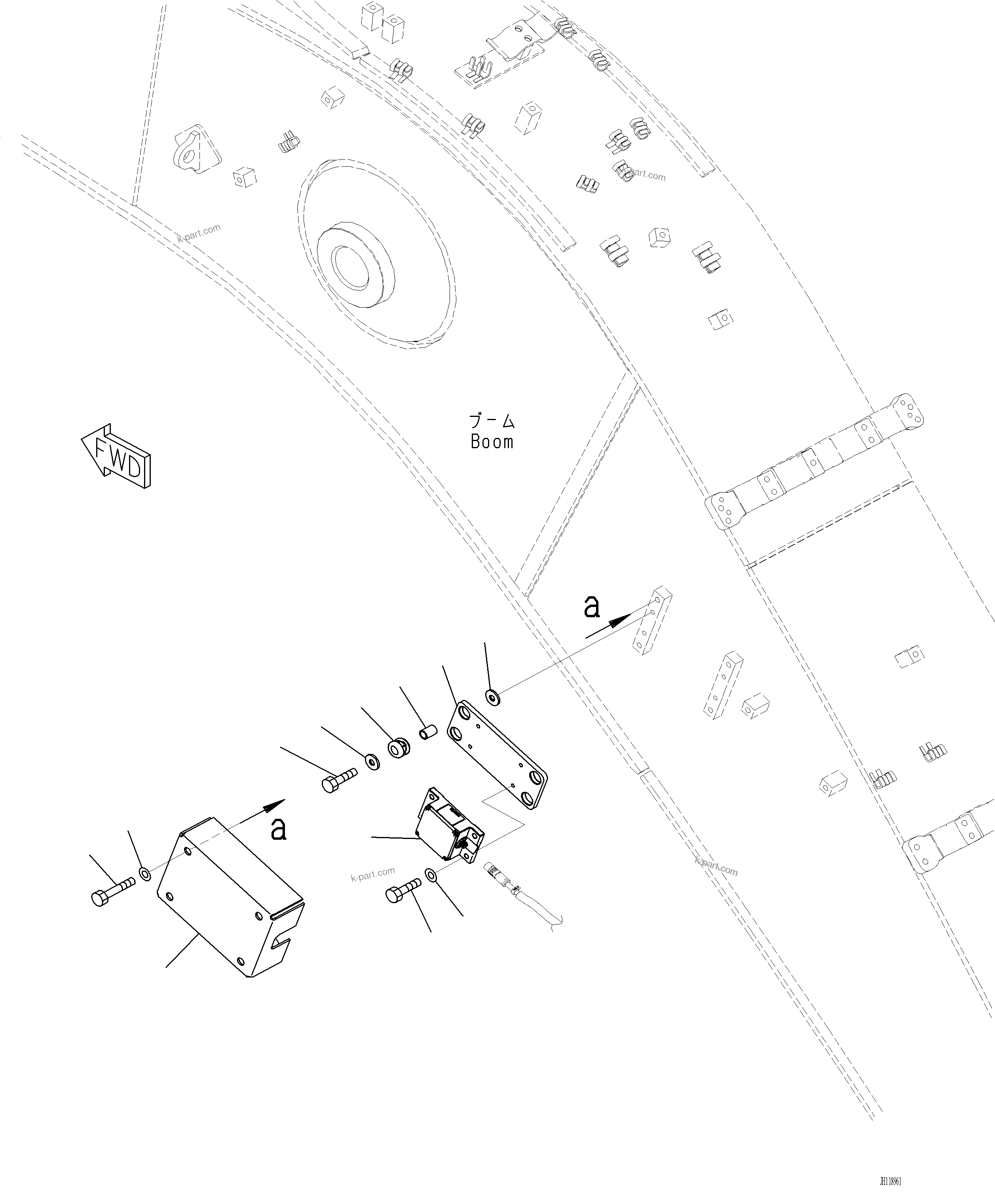 Komatsu parts book diagram for PC220LCi-12 S/N A15001: T1110-002011 BOOM IMU SENSOR