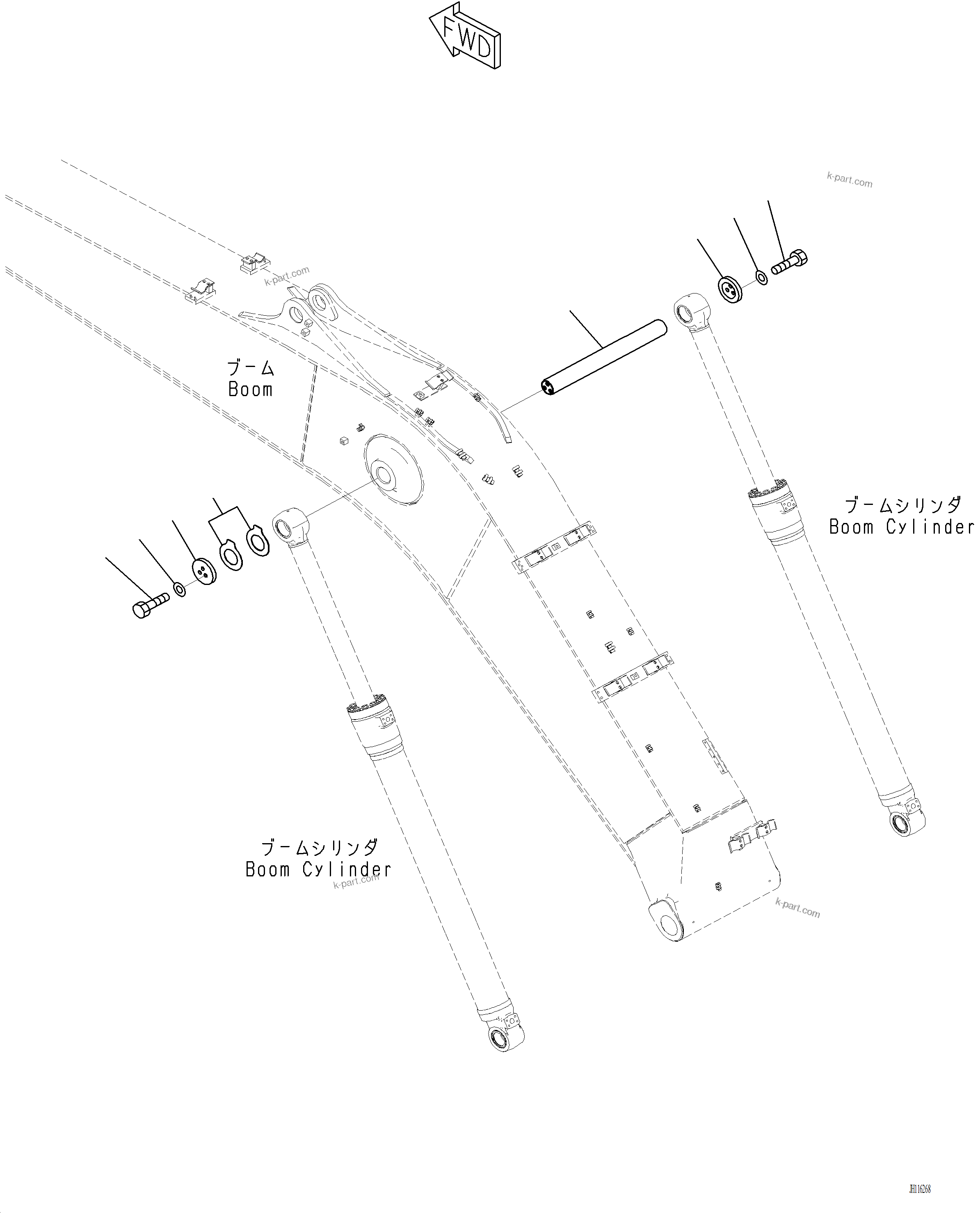 Komatsu parts book diagram for PC220LCi-12 S/N A15001: T1125-001001 BOOM CYLINDER HEAD PIN