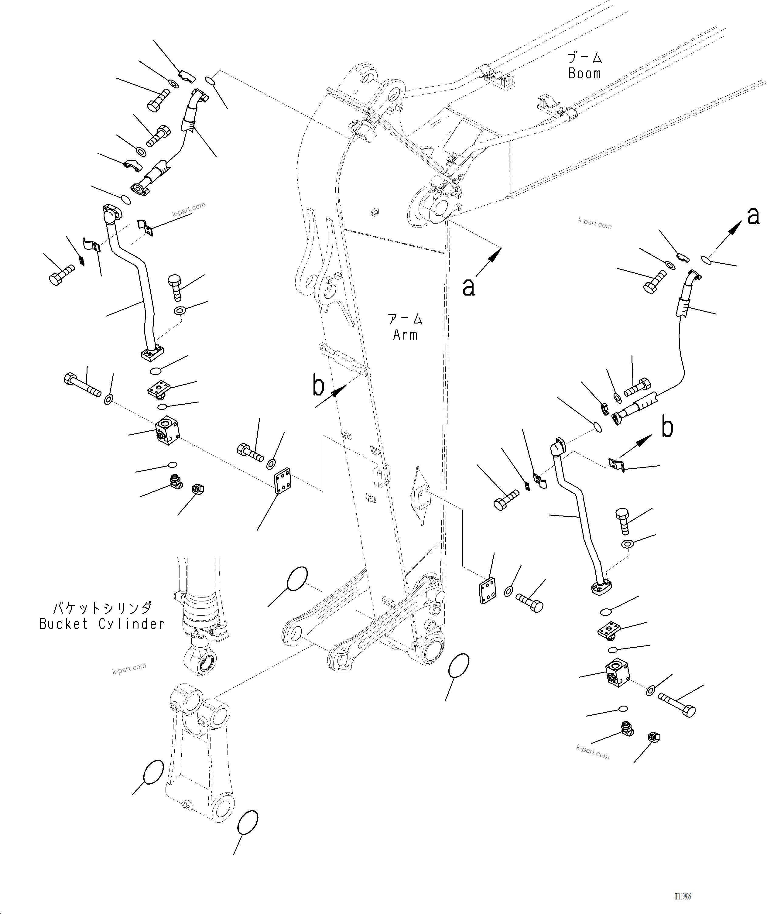 Komatsu parts book diagram for PC220LCi-12 S/N A15001: T1200-002007 ARM ADDITIONAL PIPING
