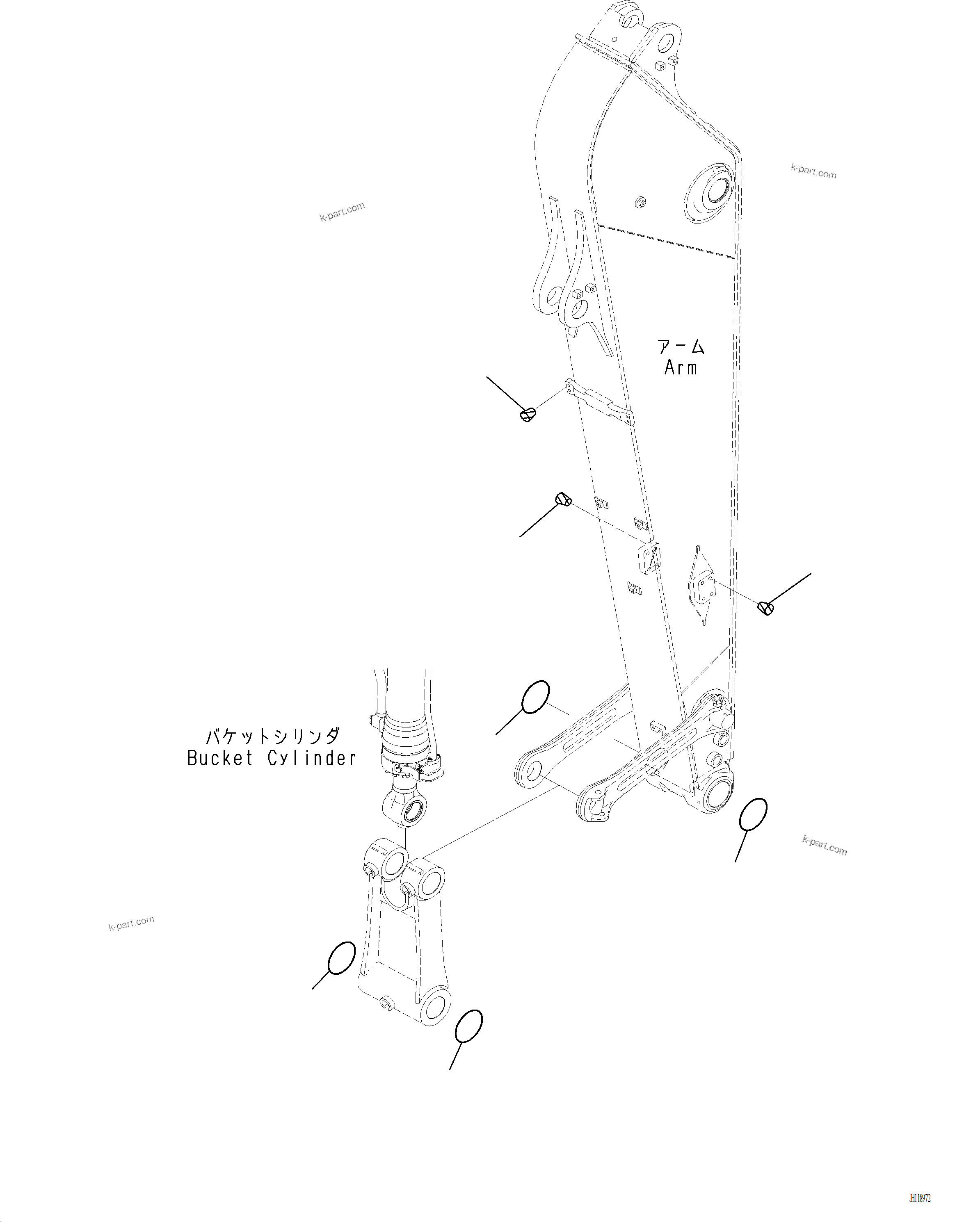 Komatsu parts book diagram for PC220LCi-12 S/N A15001: T1200-003007 ARM PLUG (1/2)