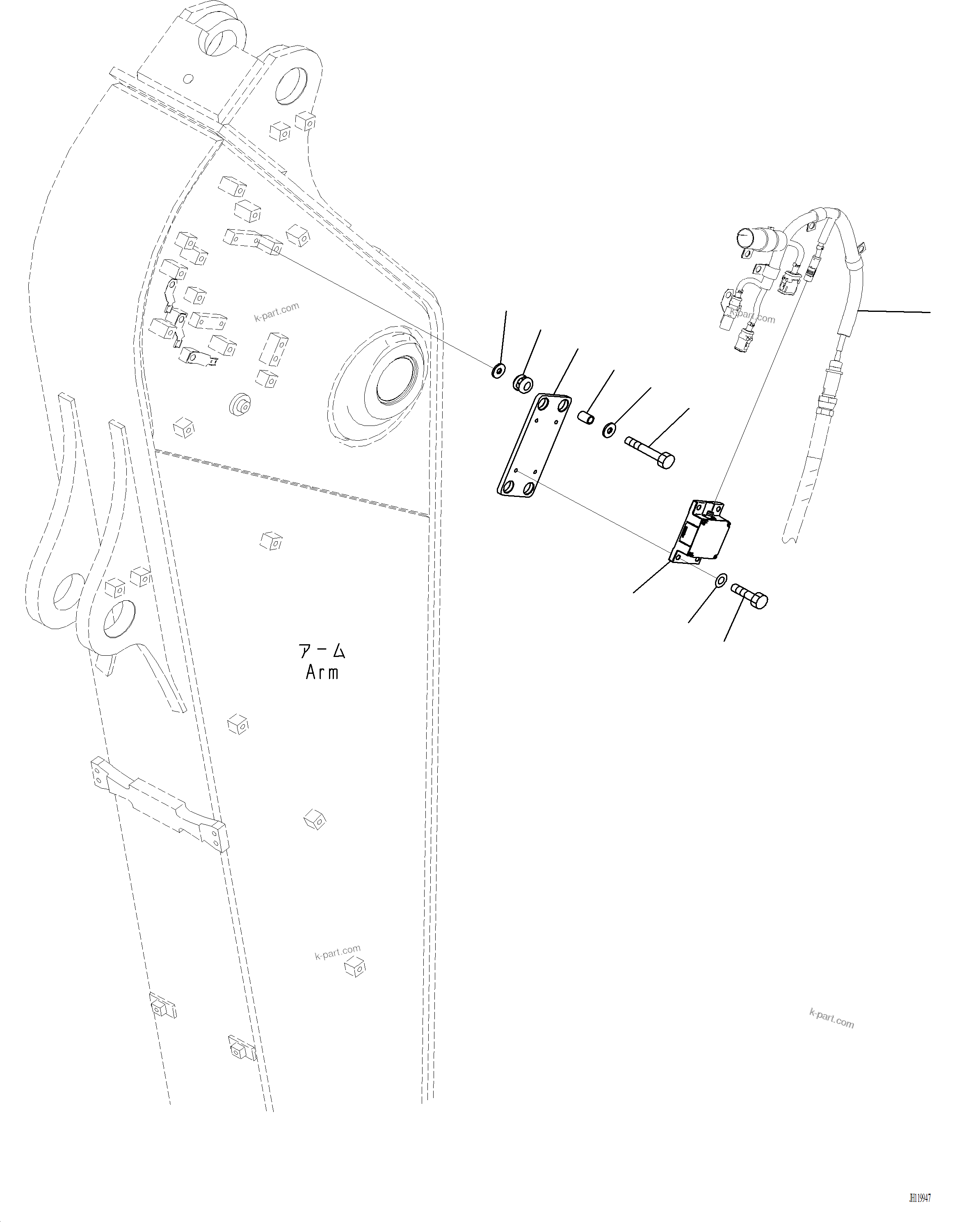 Komatsu parts book diagram for PC220LCi-12 S/N A15001: T1200-002009 ARM IMU SENSOR