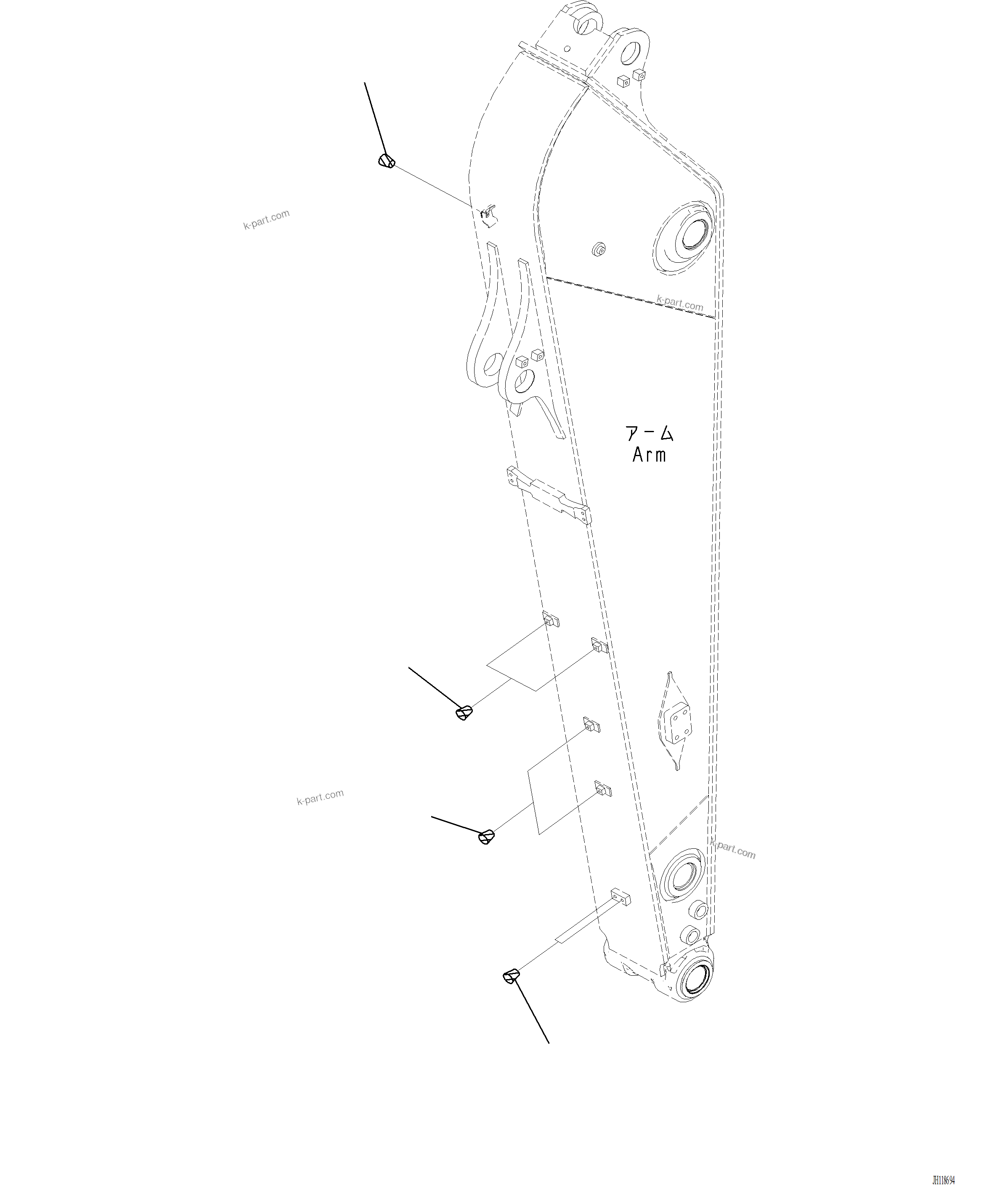 Komatsu parts book diagram for PC220LCi-12 S/N A15001: T1200-003010 ARM PLUG (2/2)