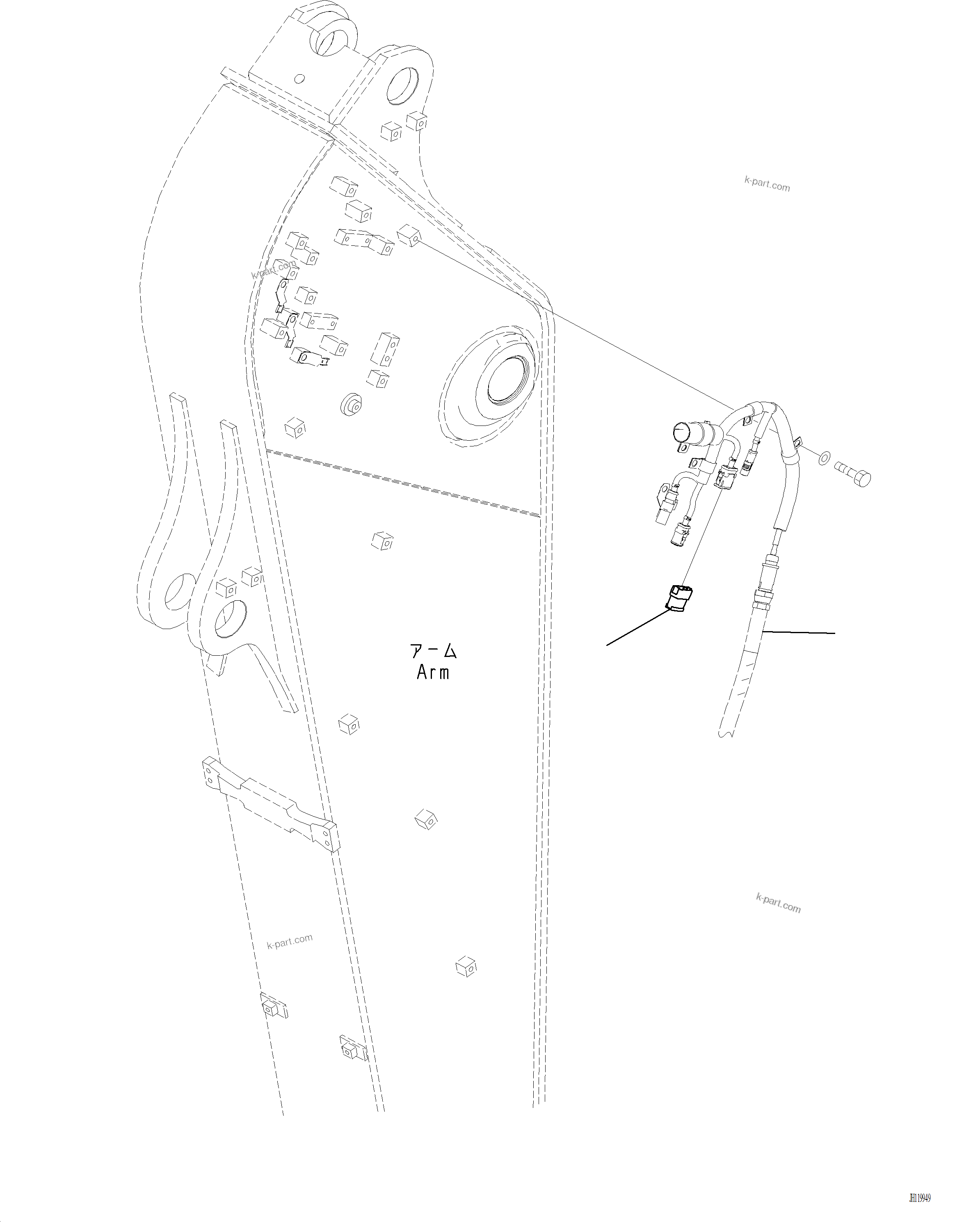 Komatsu parts book diagram for PC220LCi-12 S/N A15001: T1200-002011 ARM CONNECTOR