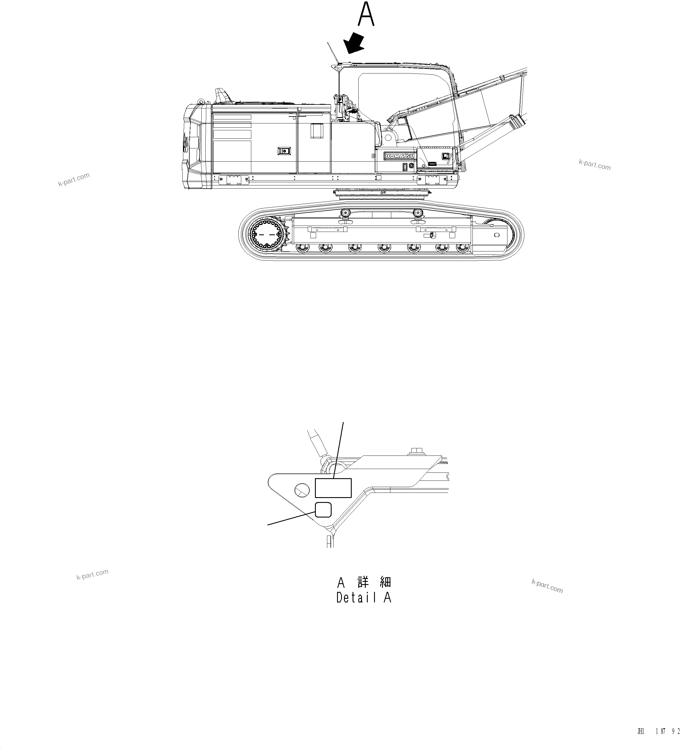 Komatsu parts book diagram for PC220LCi-12 S/N A15001: U0430-001001 PLATE TIE-OFF