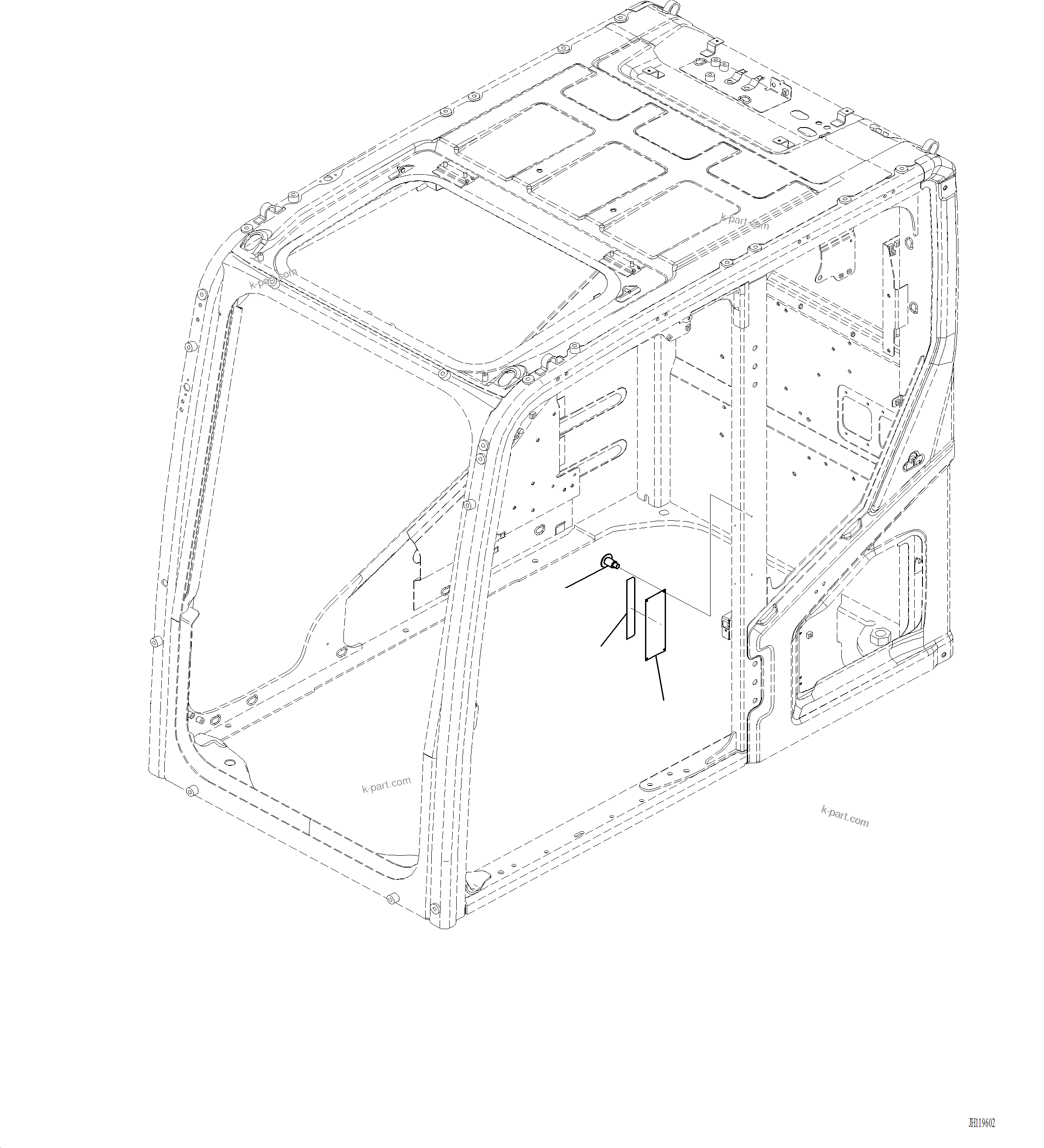Komatsu parts book diagram for PC220LCi-12 S/N A15001: U0521-001001 ROLLOVER PROTECTION SYSTEM (ROPS) PLATE