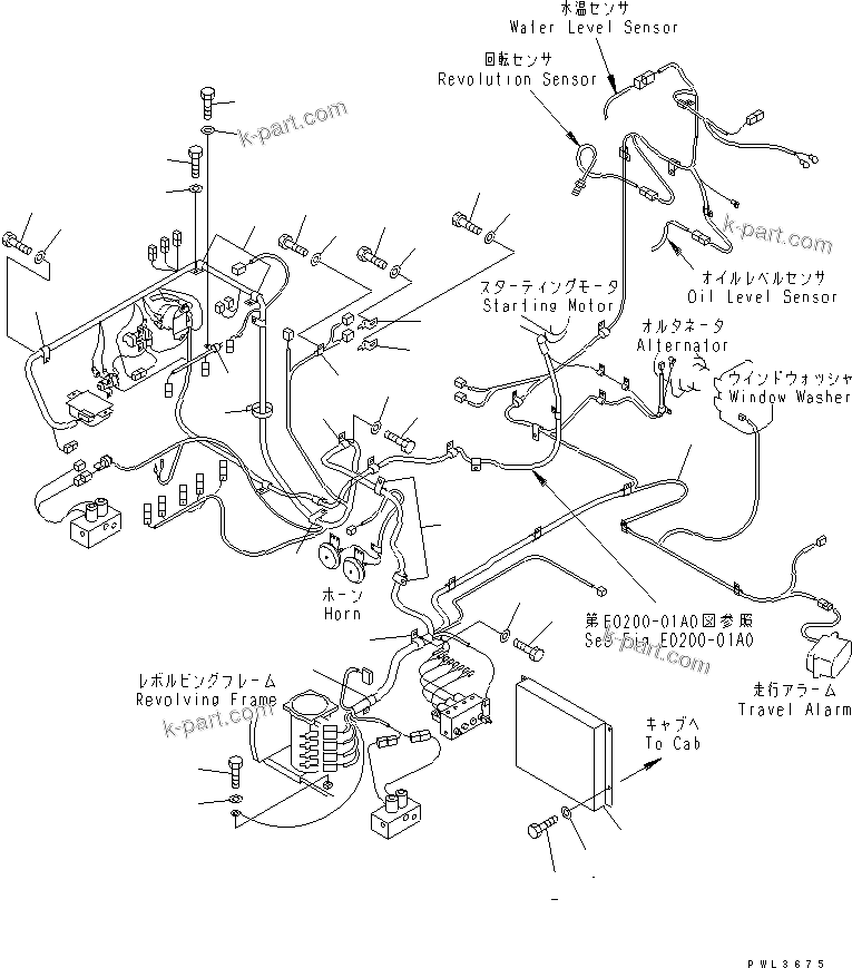 Komatsu parts book diagram for PC228USLC-2J S/N 15001-UP (For KUK / Chassis only): WIRING (MAIN HARNESS) (EU SPEC.)(#15321-)