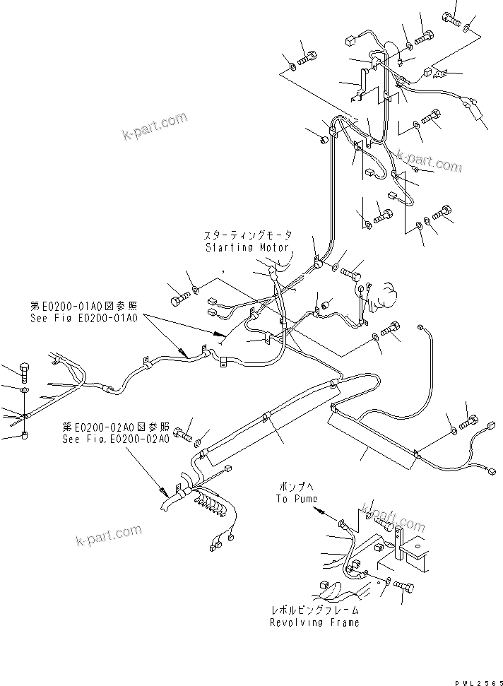 Komatsu parts book diagram for PC228USLC-2J S/N 15001-UP (For KUK / Chassis only): WIRING (MAIN HARNESS) (CLIP)