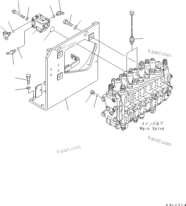 Komatsu parts book diagram for PC228USLC-2J S/N 15001-UP (For KUK / Chassis only): MAIN VALVE (VALVE BRACKET AND PIPING) (FOR MONO BOOM)            (DRAWBAR PULL UP SPEC.)