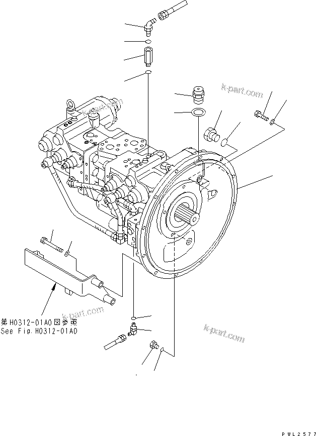 Komatsu parts book diagram for PC228USLC-2J S/N 15001-UP (For KUK / Chassis only): MAIN PUMP (CONNECTING PARTS)