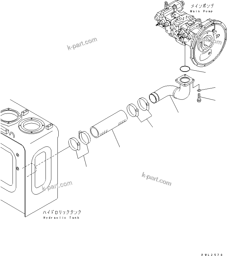 Komatsu parts book diagram for PC228USLC-2J S/N 15001-UP (For KUK / Chassis only): SUCTION LINE