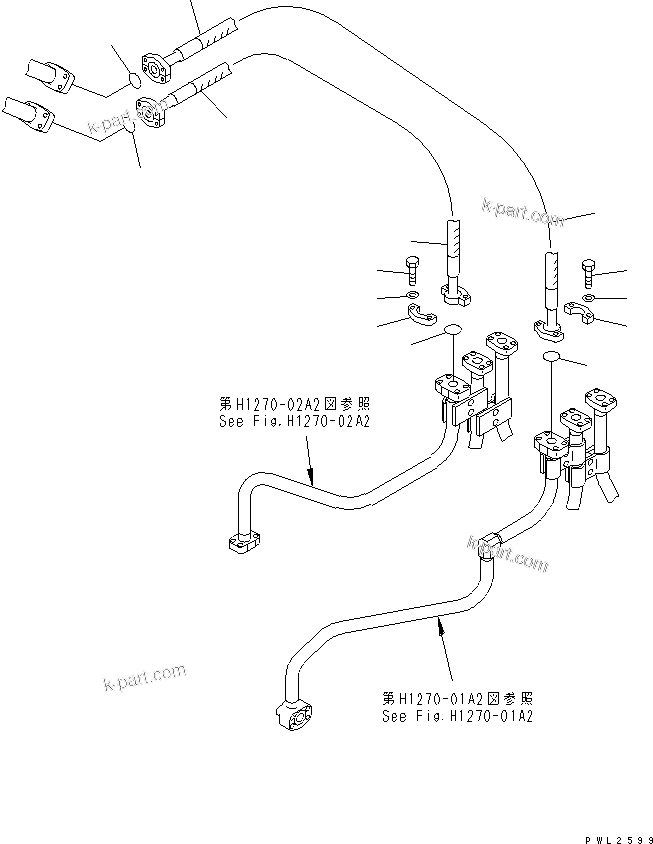 Komatsu parts book diagram for PC228USLC-2J S/N 15001-UP (For KUK / Chassis only): ATTACHMENT LINE (1 & 2 ACTUATOR) (HOSE)