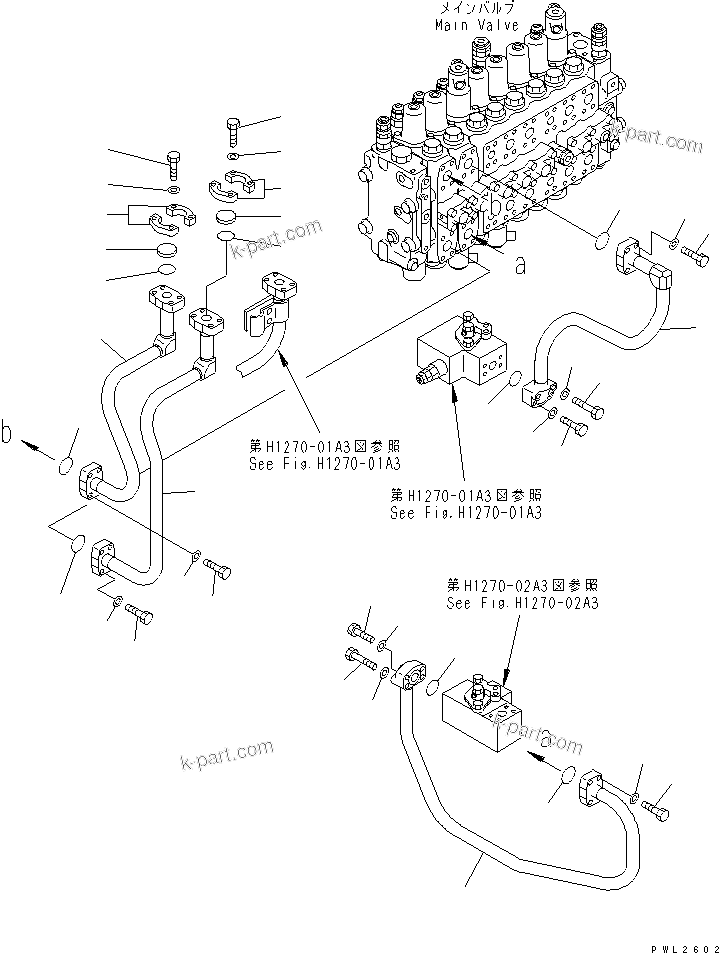 Komatsu parts book diagram for PC228USLC-2J S/N 15001-UP (For KUK / Chassis only): ATTACHMENT LINE (2 ACTUATOR) (VALVE SIDE) (FOR MONO-BOOM)
