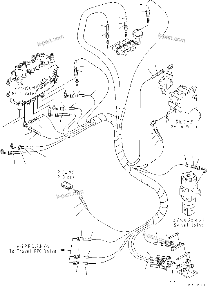 Komatsu parts book diagram for PC228USLC-2J S/N 15001-UP (For KUK / Chassis only): PPC MAIN LINE (VALVE PPC) (VALVE LOWER LINE) (FOR MON0 BOOM)