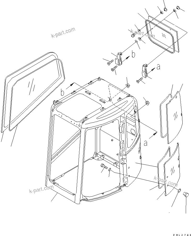 Komatsu parts book diagram for PC228USLC-2J S/N 15001-UP (For KUK / Chassis only): OPERATOR'S CAB (CAB)