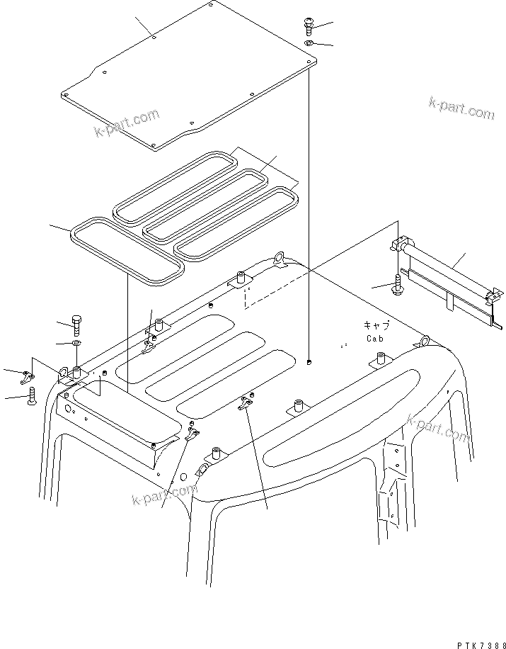 Komatsu parts book diagram for PC228USLC-2J S/N 15001-UP (For KUK / Chassis only): OPERATOR'S CAB (ROOF WINDOW) (WITH FULL GUARD) (EU SPEC.)(#15321-)