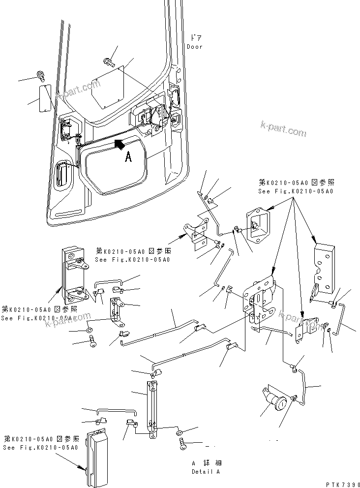 Komatsu parts book diagram for PC228USLC-2J S/N 15001-UP (For KUK / Chassis only): OPERATOR'S CAB (DOOR LOCK LINKAGE)(#15001-15808)