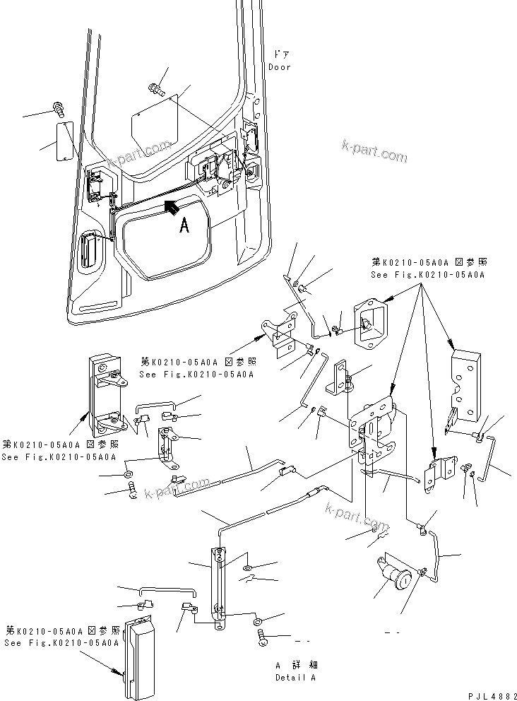 Komatsu parts book diagram for PC228USLC-2J S/N 15001-UP (For KUK / Chassis only): OPERATOR'S CAB (DOOR LOCK LINKAGE)(#15809-)