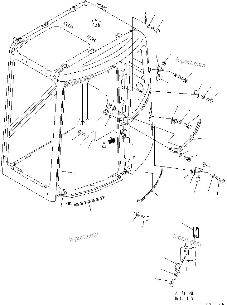 Komatsu parts book diagram for PC228USLC-2J S/N 15001-UP (For KUK / Chassis only): OPERATOR'S CAB (RAIL)