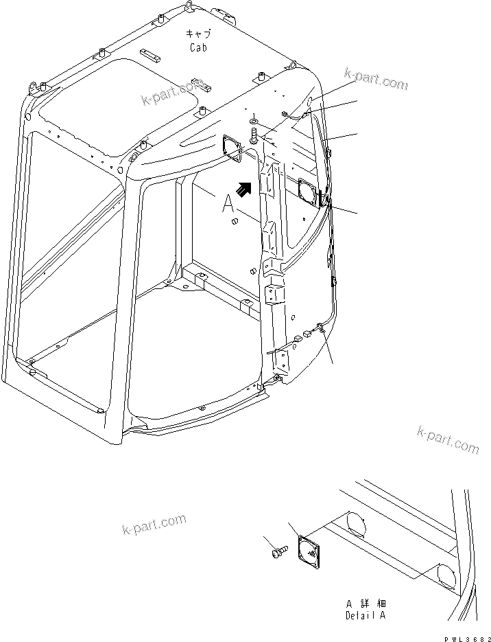 Komatsu parts book diagram for PC228USLC-2J S/N 15001-UP (For KUK / Chassis only): OPERATOR'S CAB (RADIO LESS) (EU SPEC.)(#15321-)