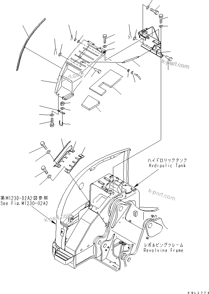 Komatsu parts book diagram for PC228USLC-2J S/N 15001-UP (For KUK / Chassis only): FRONT COVER (COVER) (2/2) (2 ACTUATOR)
