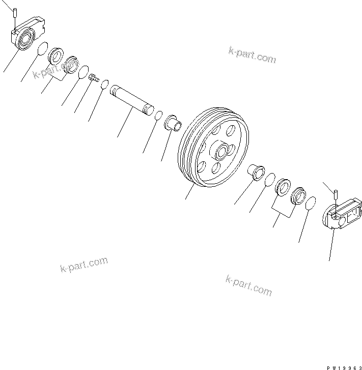 Komatsu parts book diagram for PC228USLC-2J S/N 15001-UP (For KUK / Chassis only): FRONT IDLER