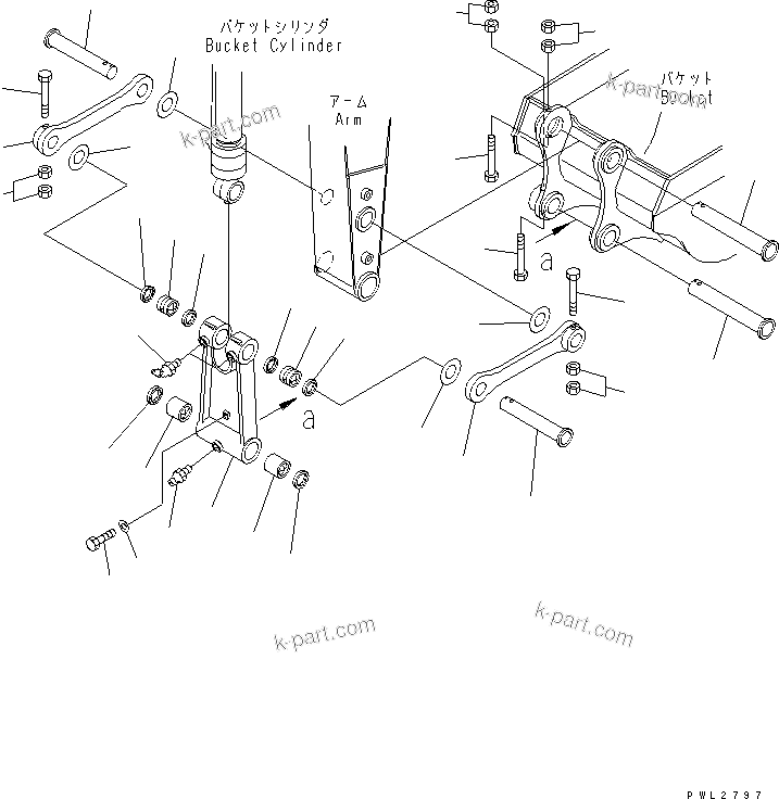Komatsu parts book diagram for PC228USLC-2J S/N 15001-UP (For KUK / Chassis only): ARM (2.9M ?2.4M) (BUCKET LINK)