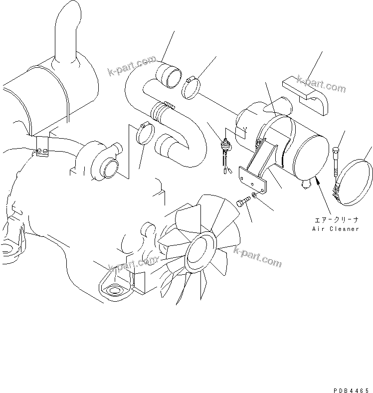 Komatsu parts book diagram for PC228UU-1-TN S/N 10001-UP: AIR CLEANER CONNECTION (FOR DOUBLE ELEMENT) (TUNNEL SPEC.)(#10001-10021)