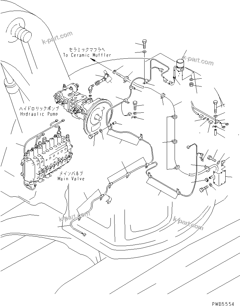 Komatsu parts book diagram for PC228UU-1-TN S/N 10001-UP: CERAMIC MUFFLER(#10128-10573)