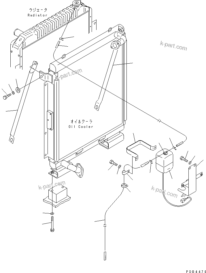 Komatsu parts book diagram for PC228UU-1-TN S/N 10001-UP: COOLING (SUB TANK AND RADIATOR MOUNT) (TUNNEL SPEC.)(#10001-10021)