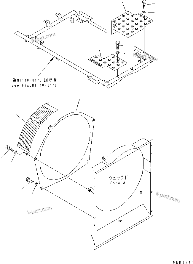 Komatsu parts book diagram for PC228UU-1-TN S/N 10001-UP: COOLING (FAN GUARD) (TUNNEL SPEC.)(#10001-10021)