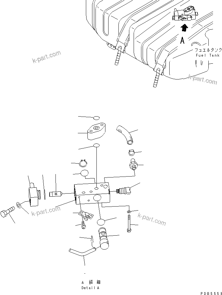 Komatsu parts book diagram for PC228UU-1-TN S/N 10001-UP: FUEL TANK (VALVE)(#10022-10573)