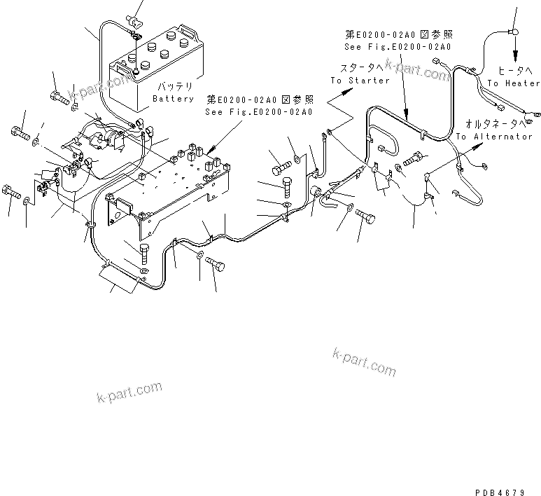 Komatsu parts book diagram for PC228UU-1-TN S/N 10001-UP: WIRING (STARTING HARNESS)(#10001-10021)